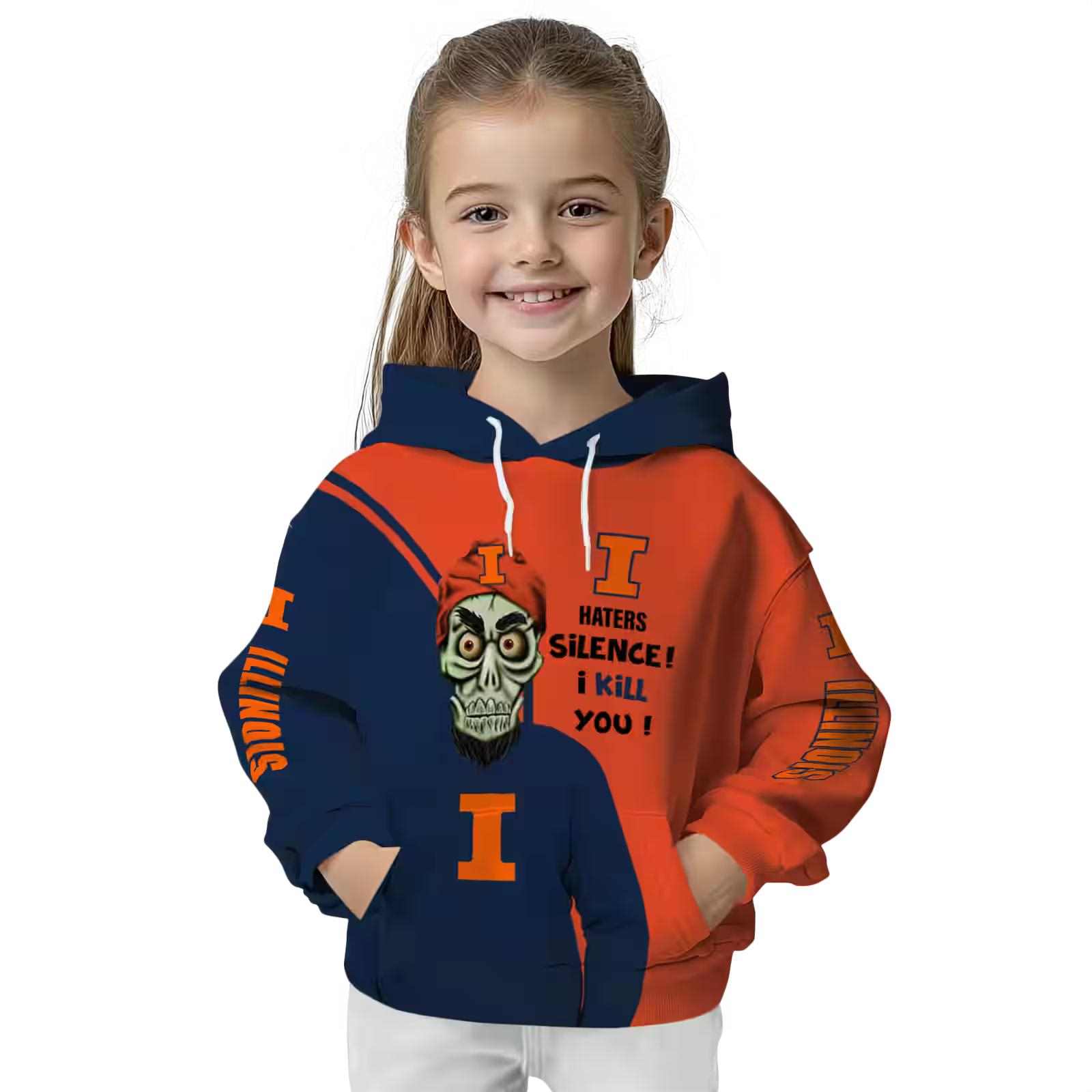 illinois fighting illini achmed skull blue hoodie top rated