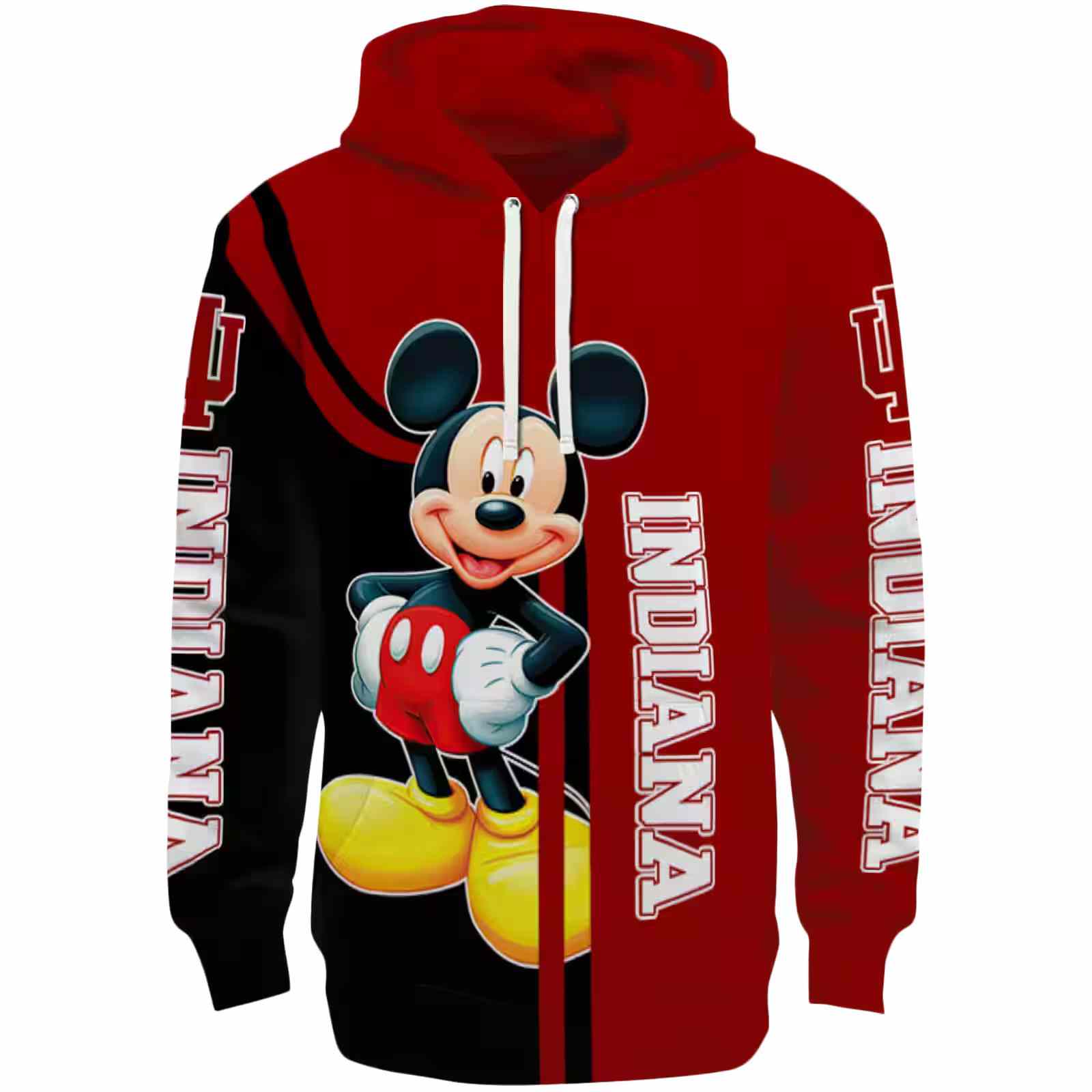 Indiana Hoosiers Mickey Mouse Red Black Hoodie