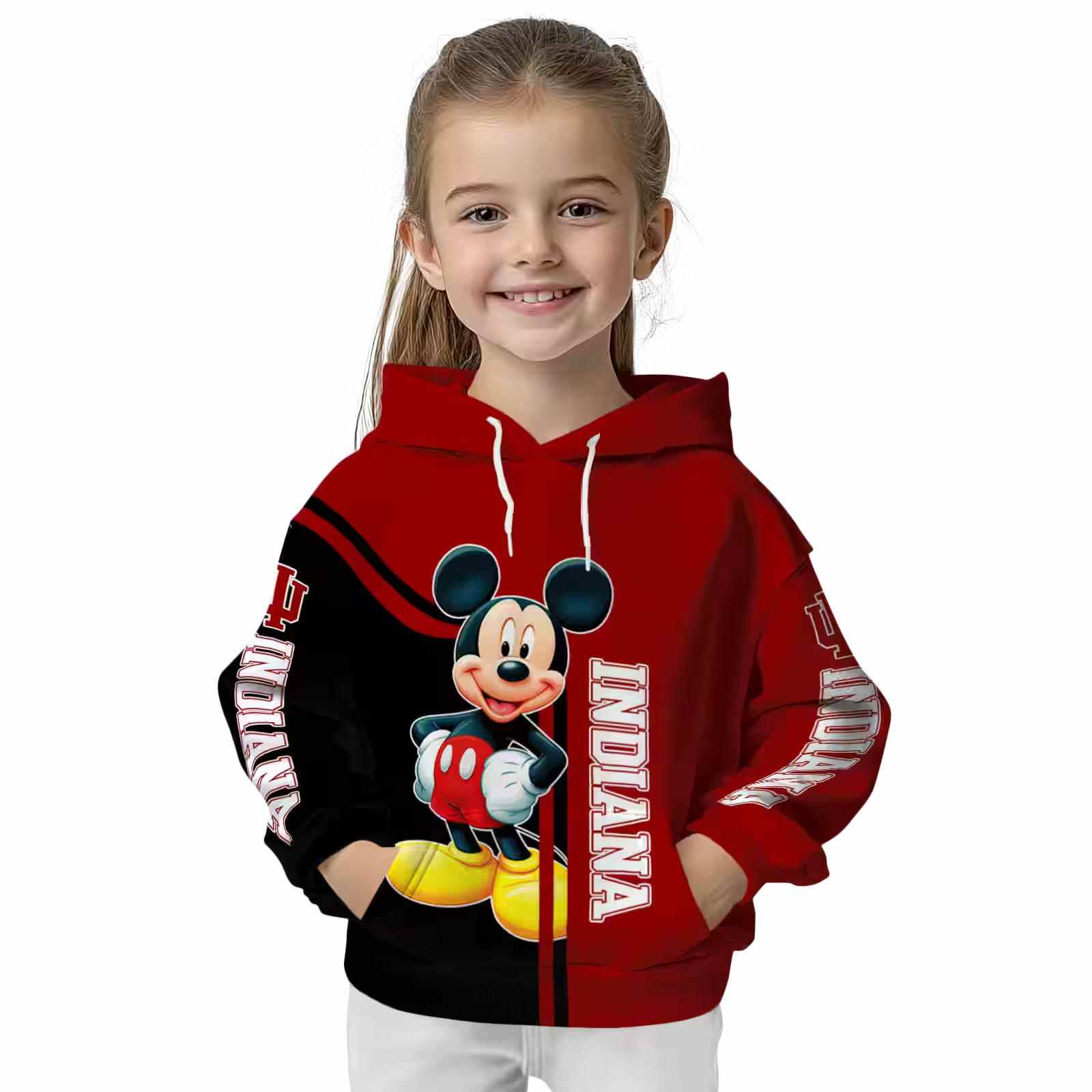 indiana hoosiers mickey mouse red black hoodie top rated