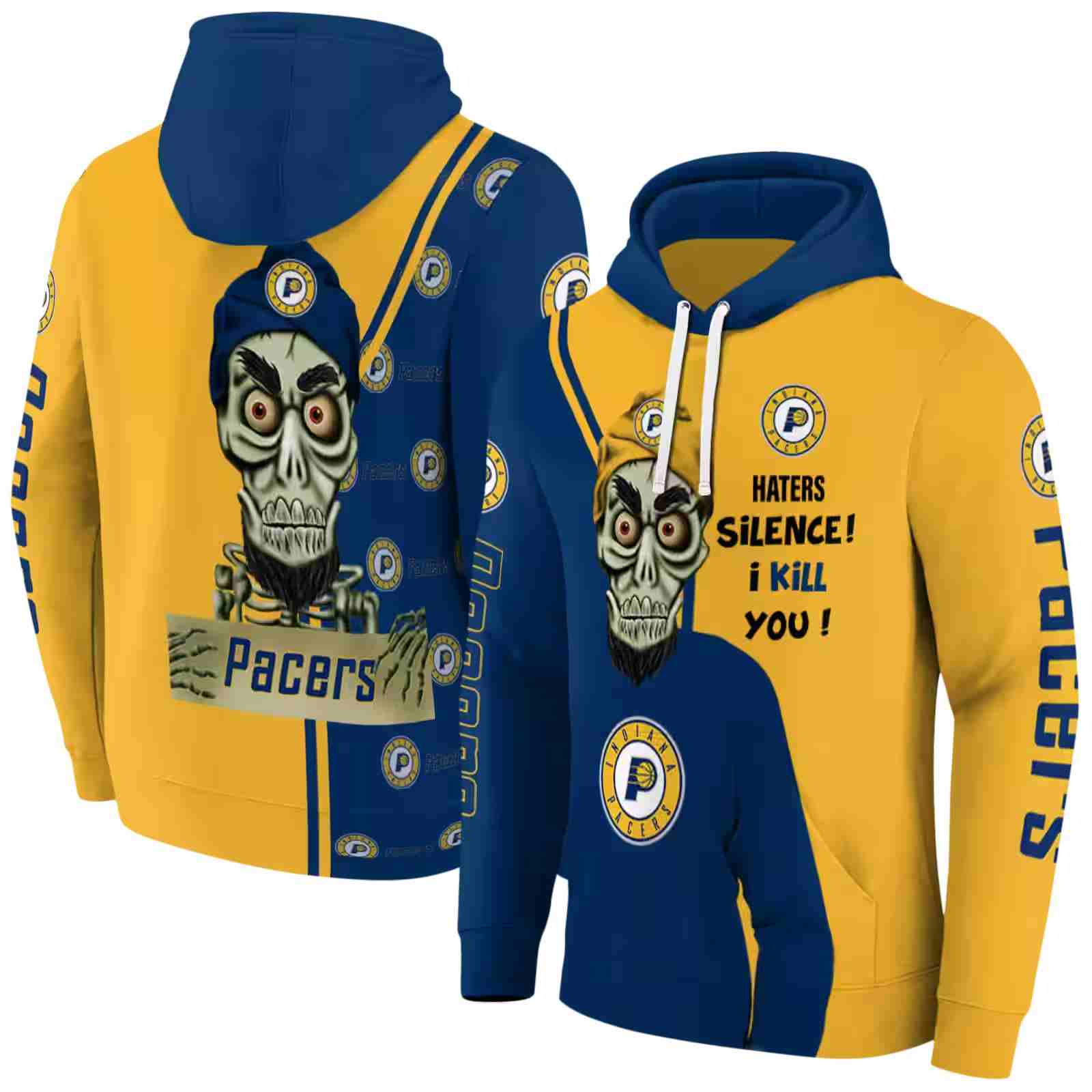 indiana pacers achmed skull blue hoodie fashion forward