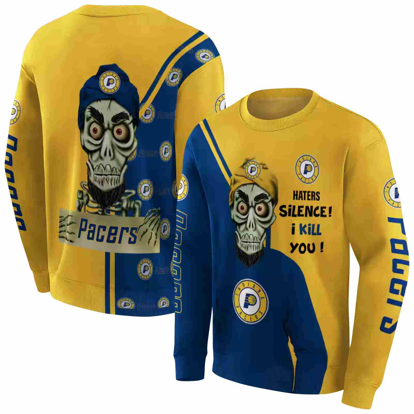 indiana pacers achmed skull blue hoodie premium grade