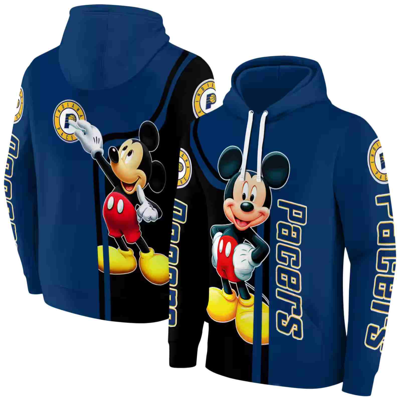 indiana pacers mickey mouse blue black hoodie fashion forward