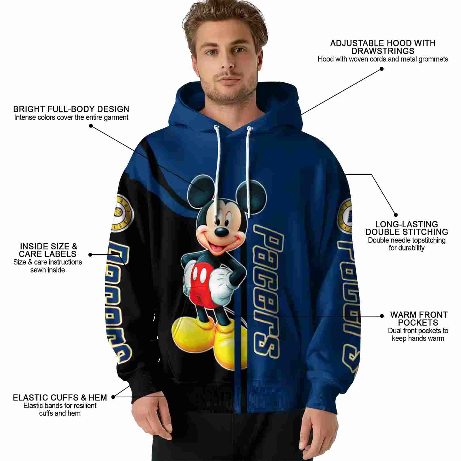 indiana pacers mickey mouse blue black hoodie latest model