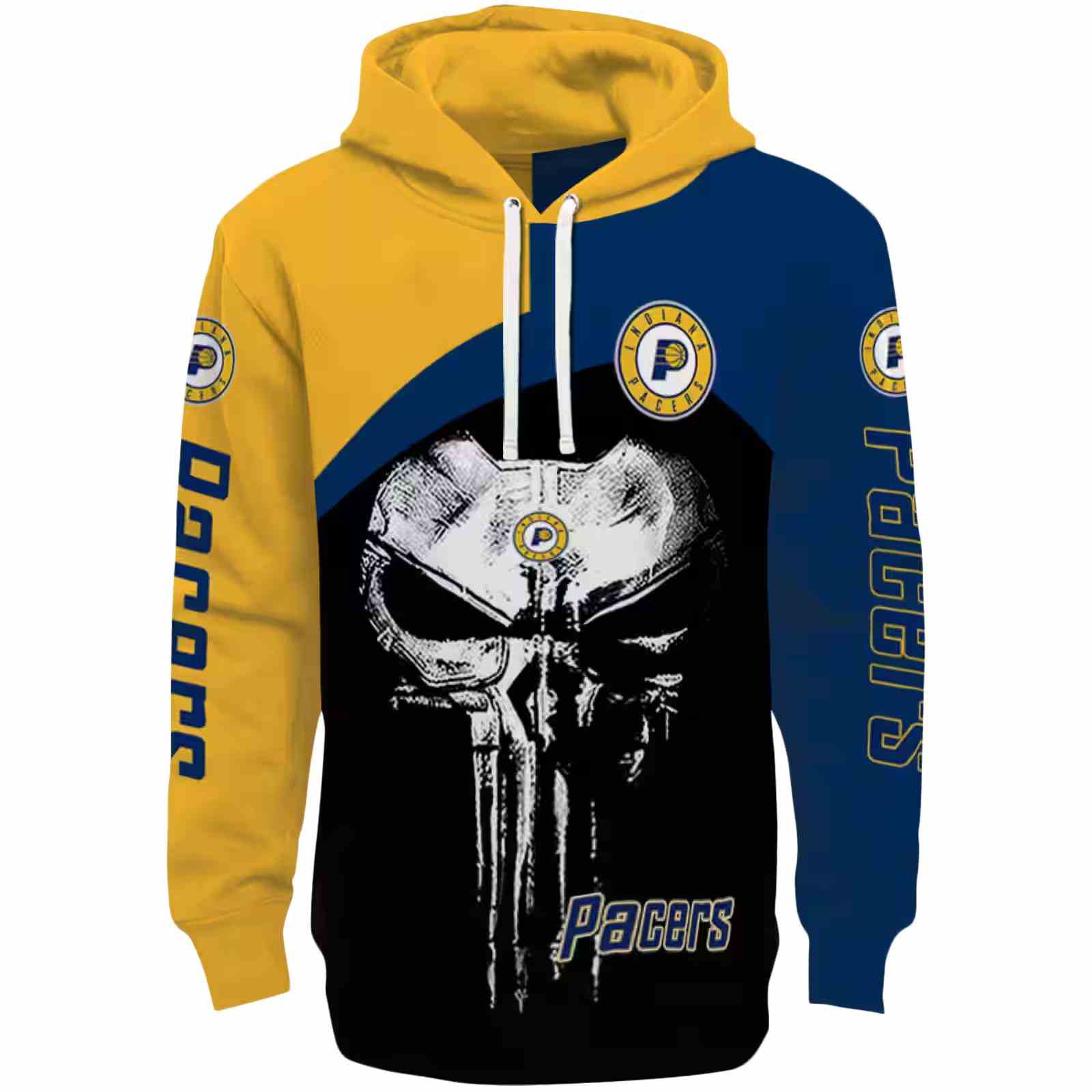 Indiana Pacers Skull Punisher Yellow Black Hoodie