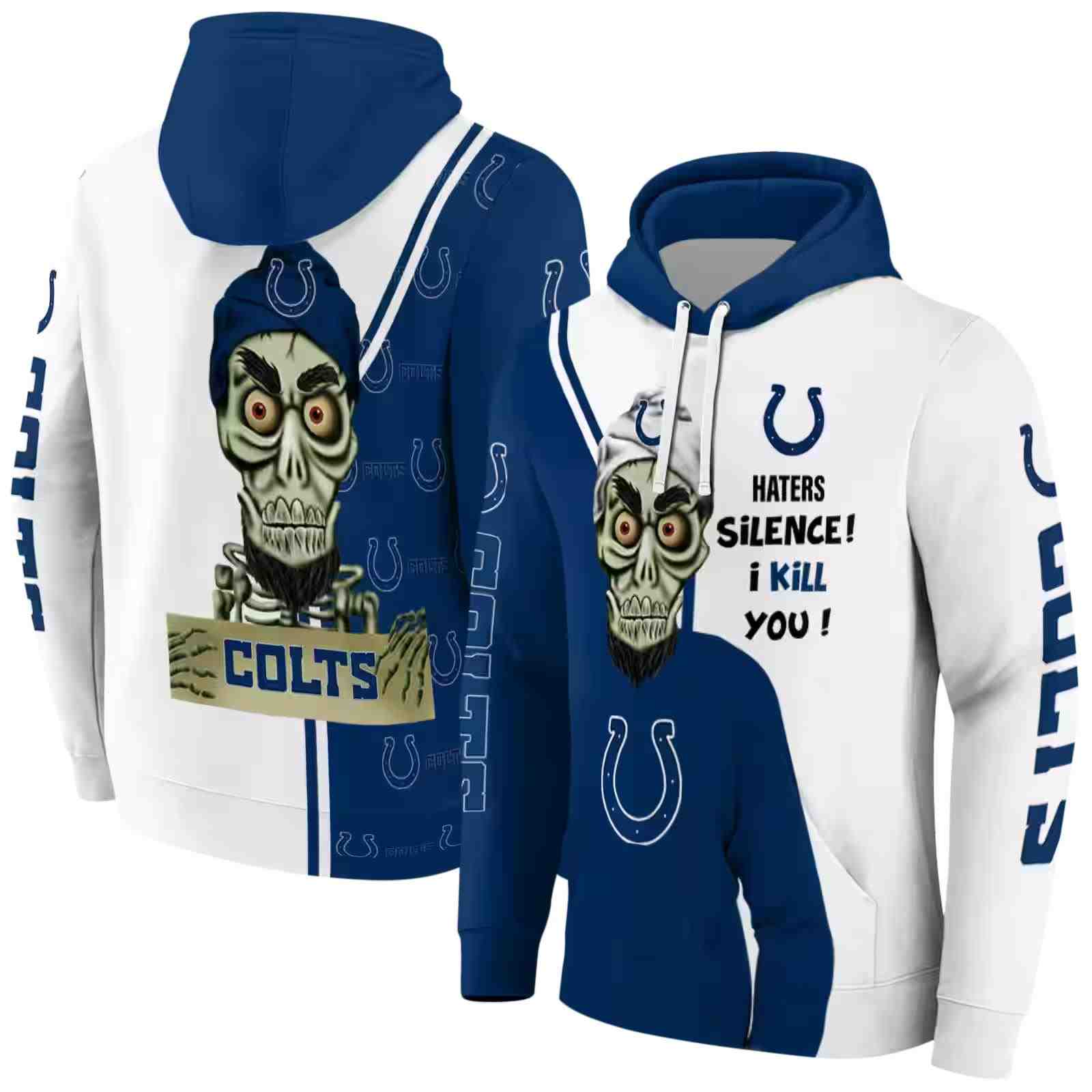 indianapolis colts achmed skull blue hoodie fashion forward