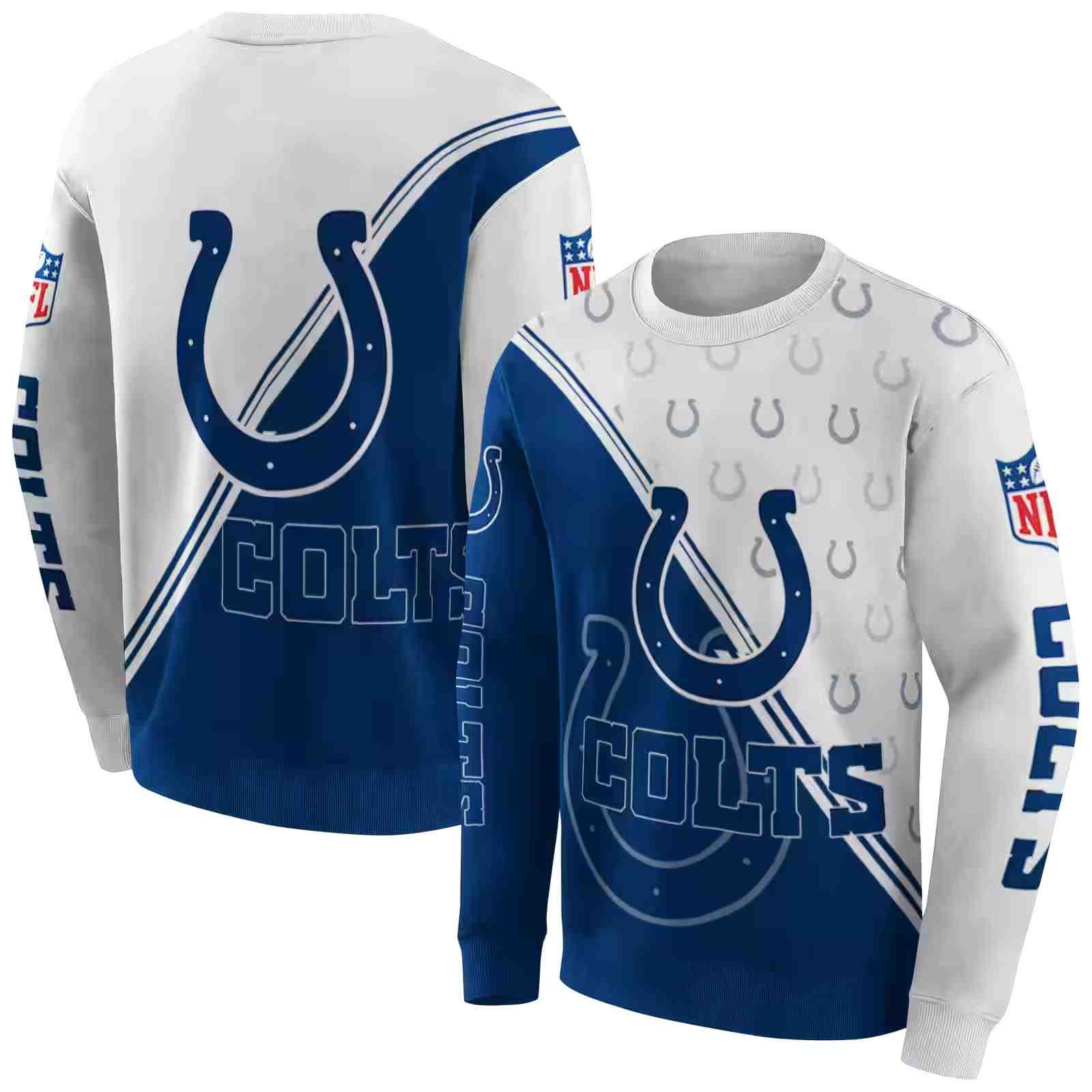 indianapolis colts diagonal stripe blue white hoodie premium grade