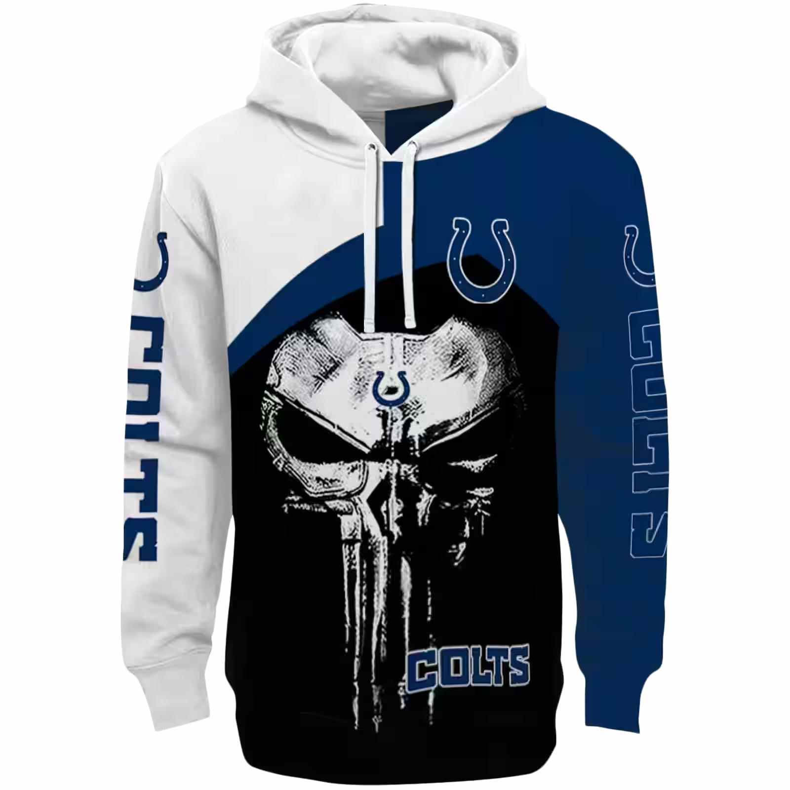 Indianapolis Colts Skull Punisher White Black Hoodie