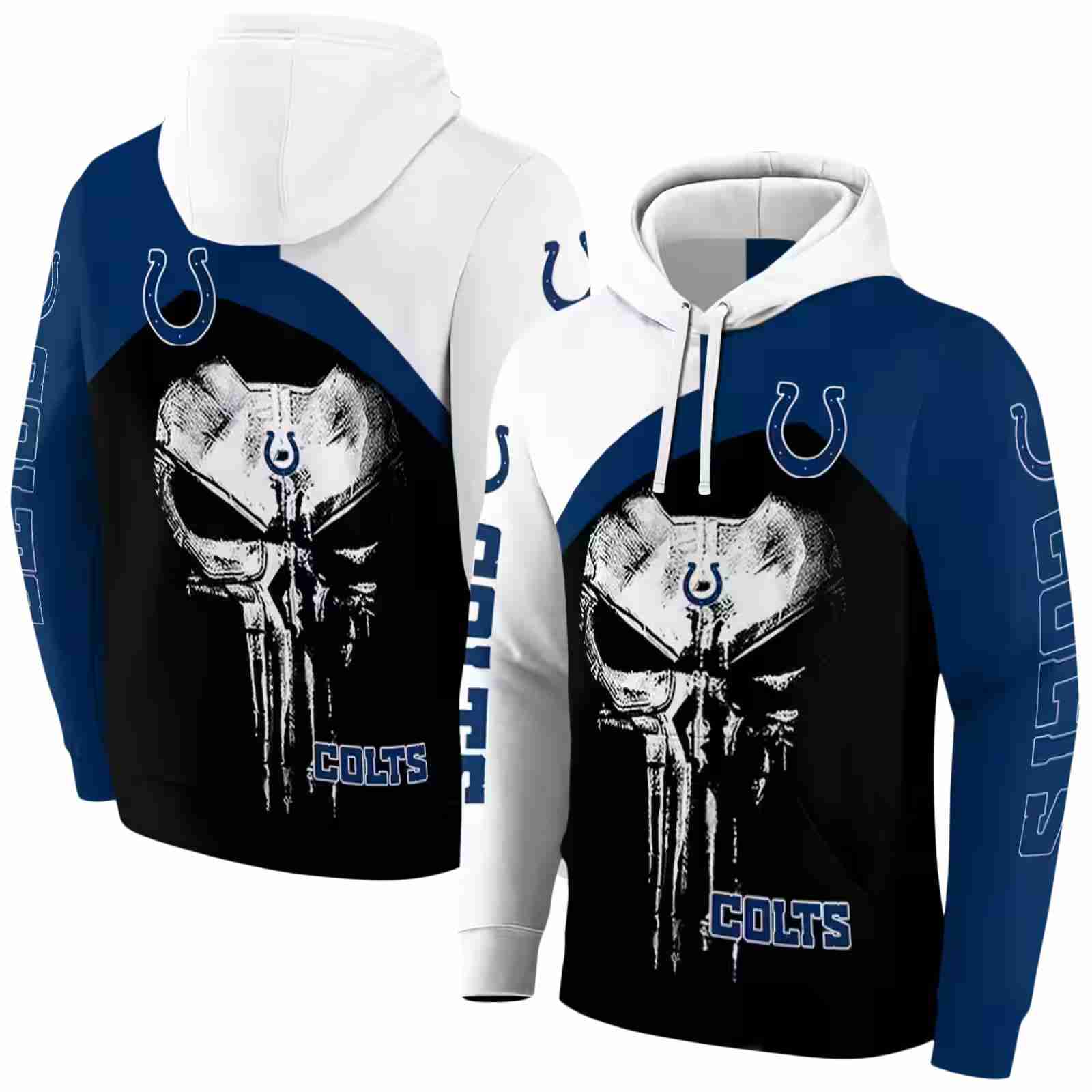 indianapolis colts skull punisher white black hoodie fashion forward