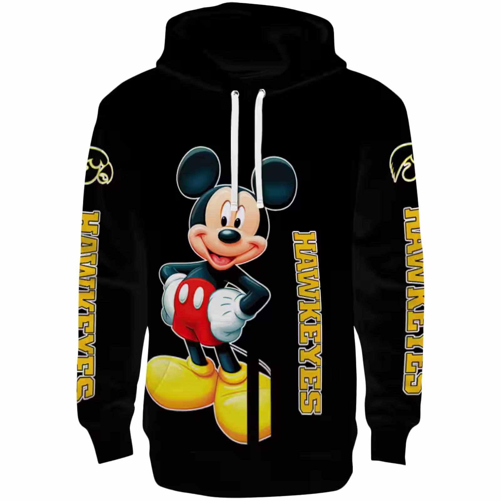 Iowa Hawkeyes Mickey Mouse Black Hoodie