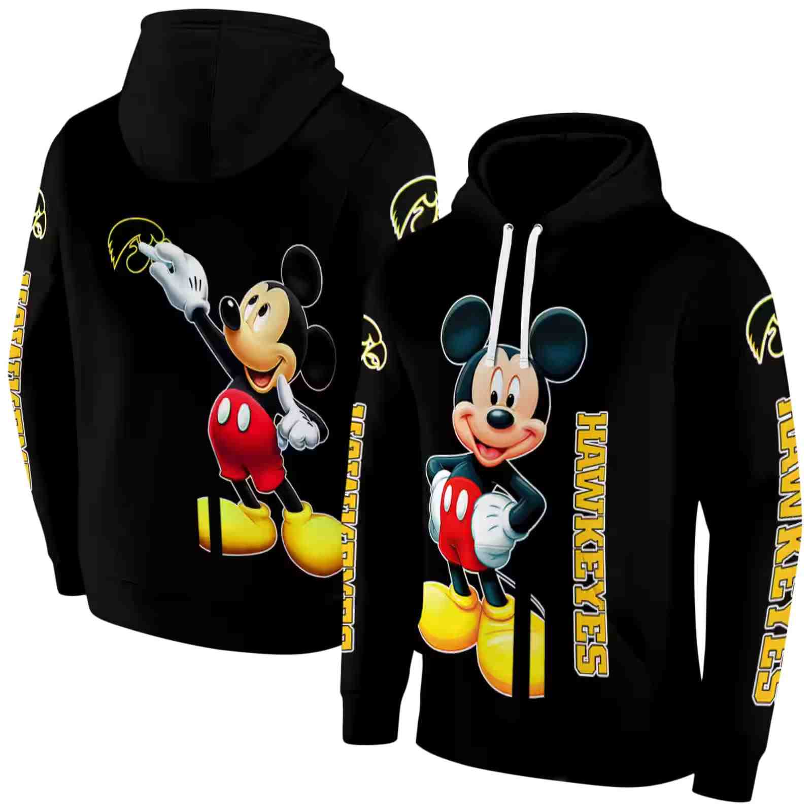 iowa hawkeyes mickey mouse black hoodie fashion forward