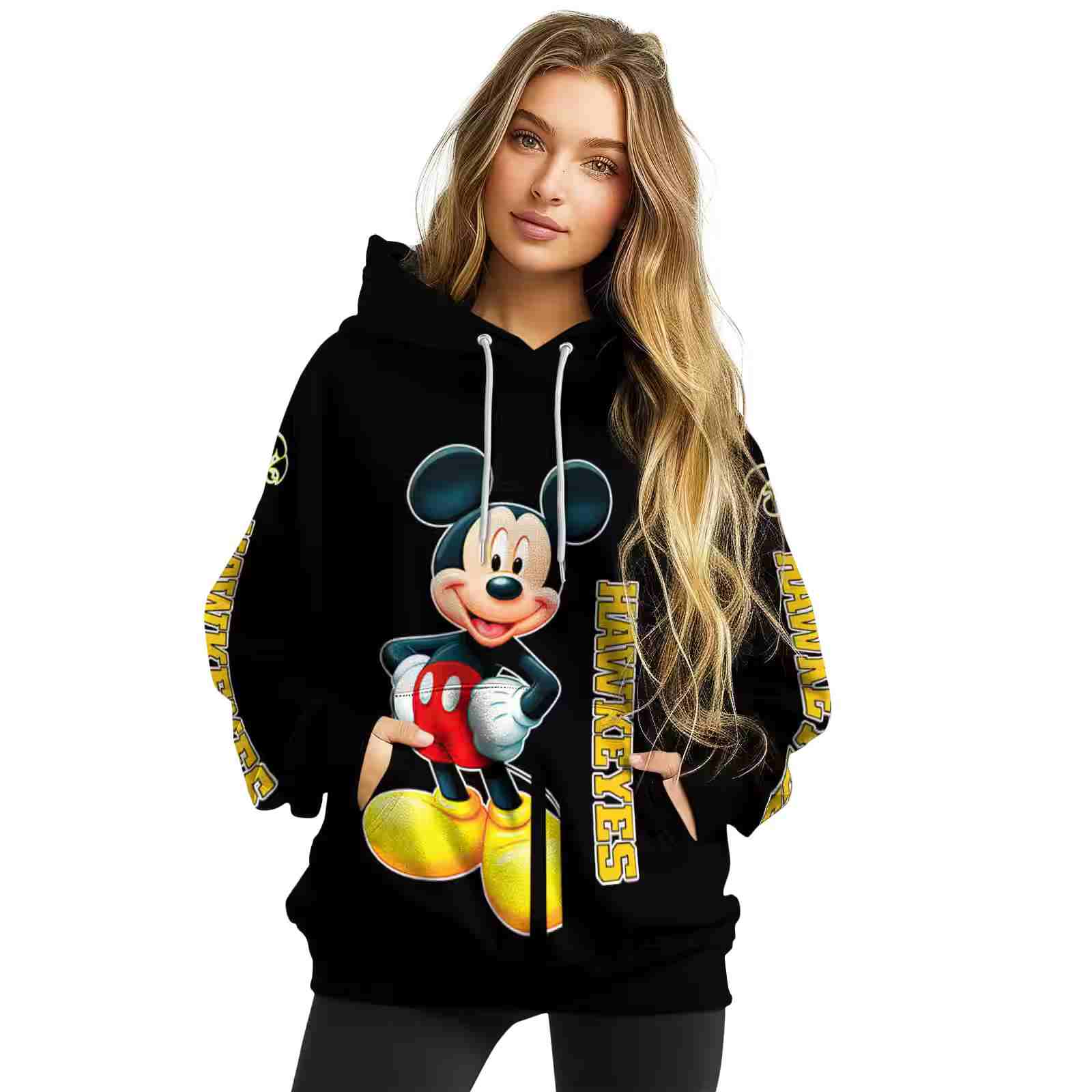 iowa hawkeyes mickey mouse black hoodie high quality