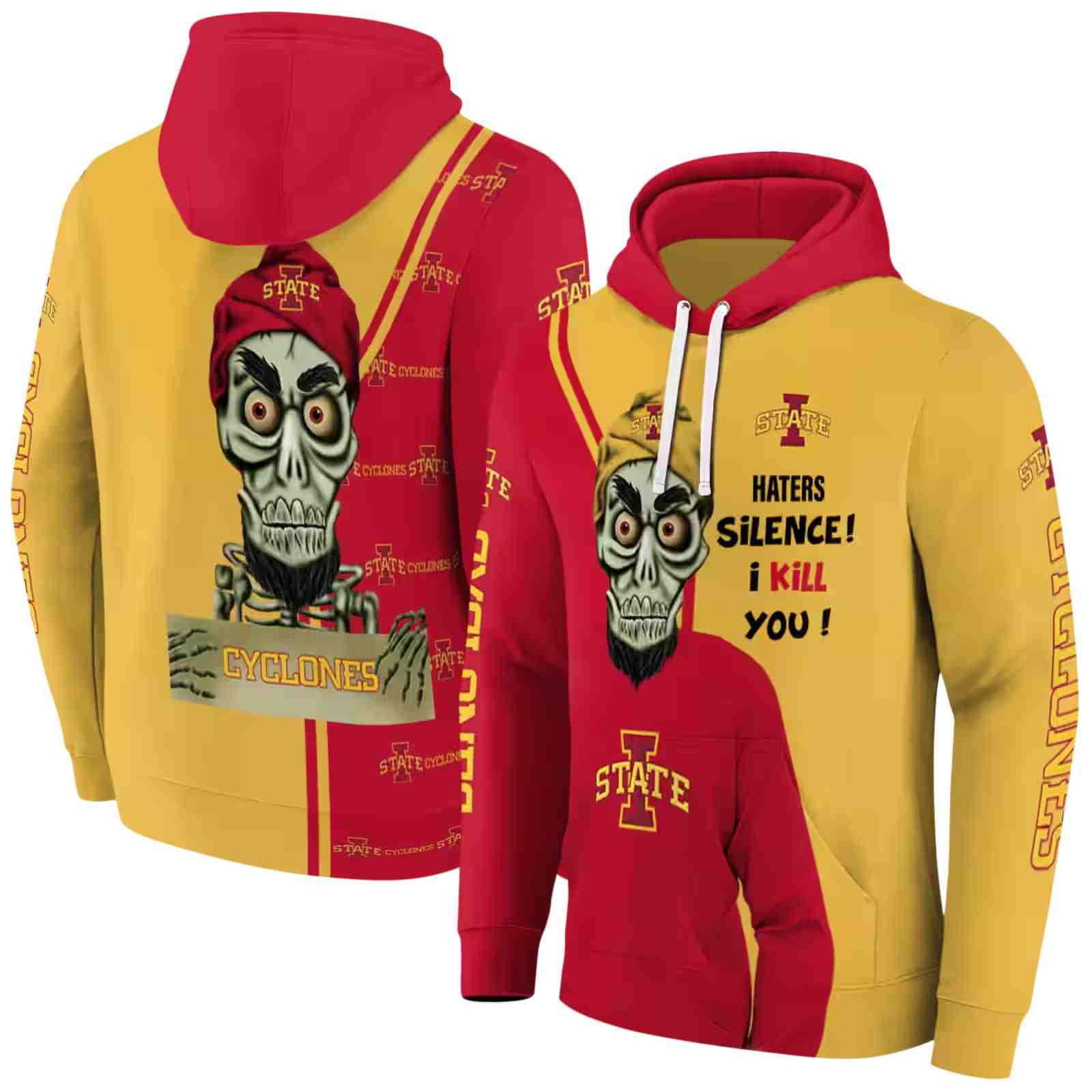 iowa state cyclones achmed skull red hoodie fashion forward