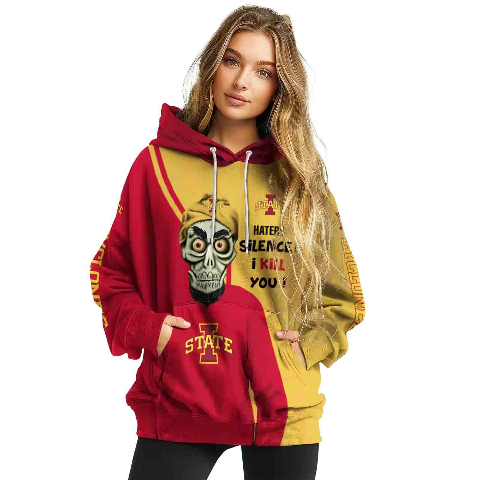iowa state cyclones achmed skull red hoodie high quality