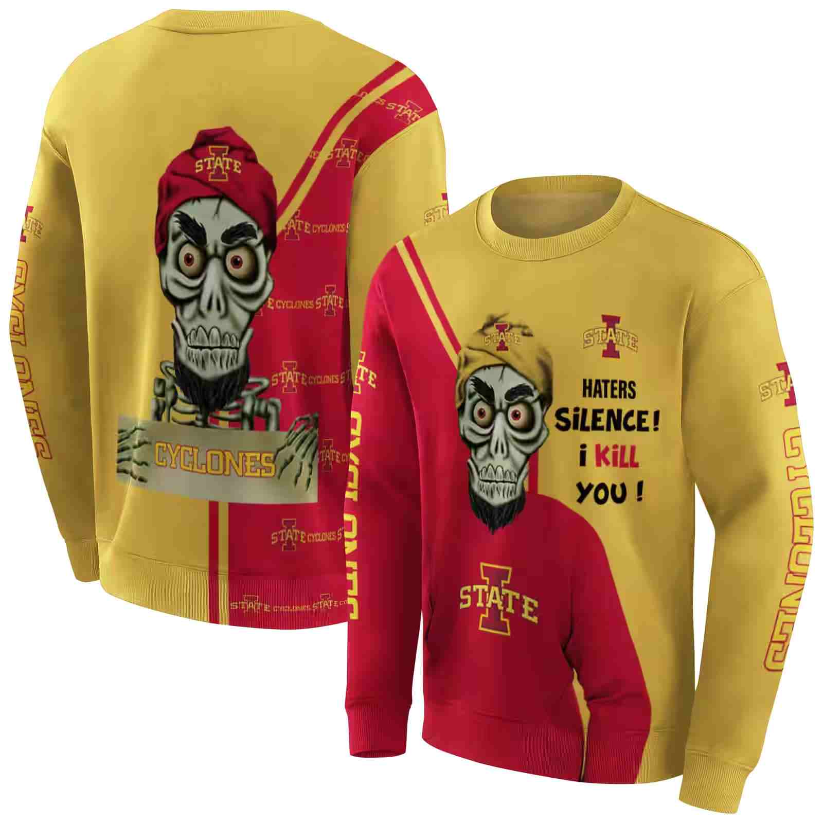 iowa state cyclones achmed skull red hoodie premium grade