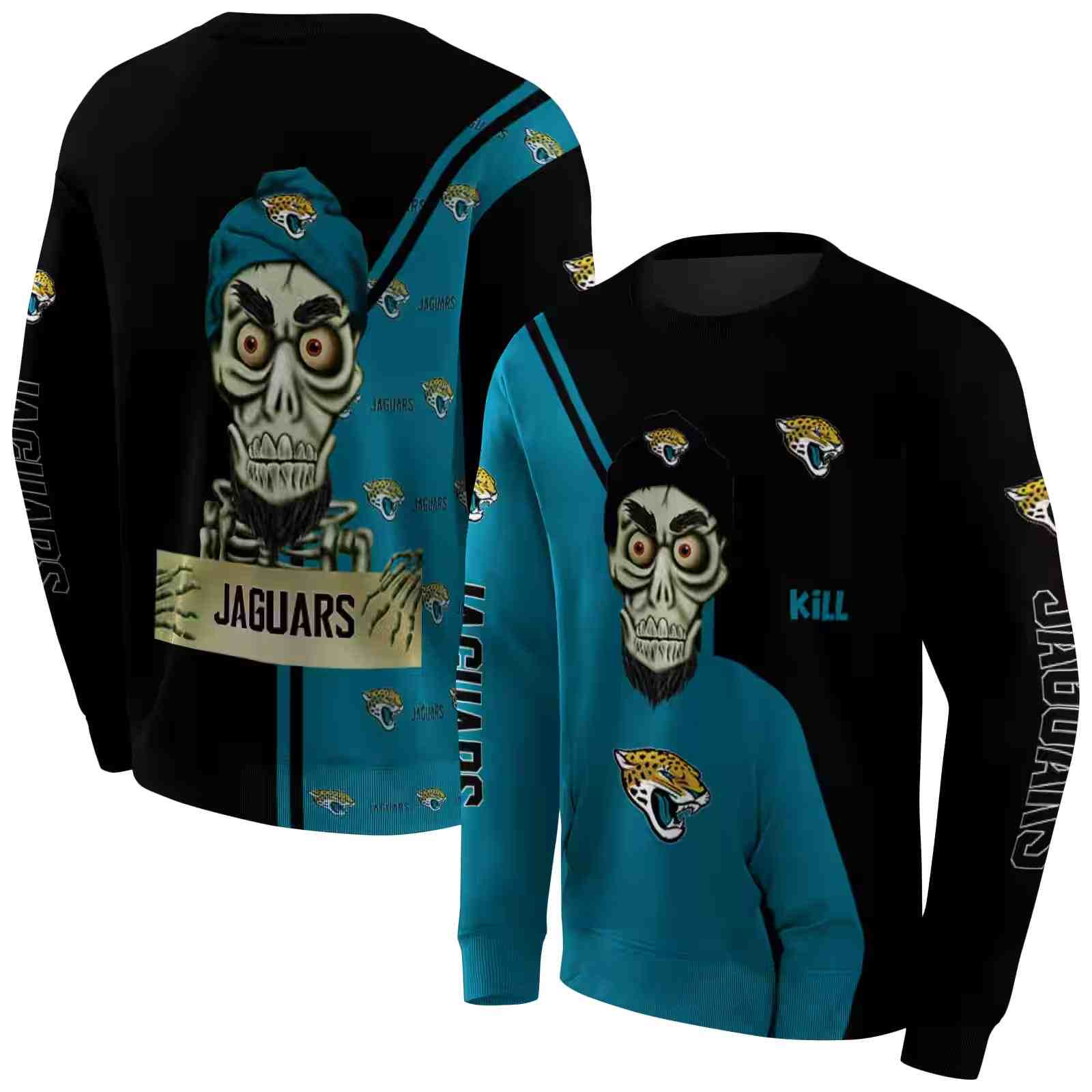 jacksonville jaguars achmed skull teal hoodie premium grade