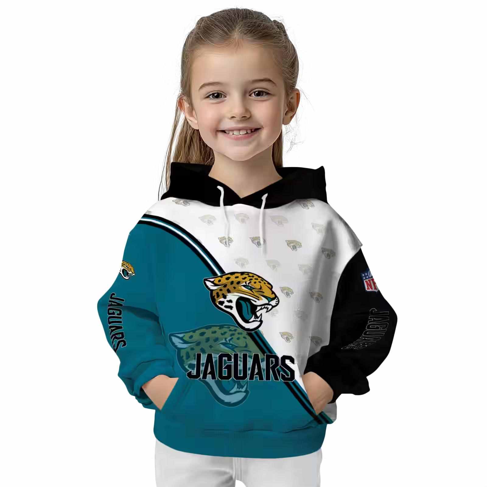 jacksonville jaguars diagonal stripe teal white hoodie top rated