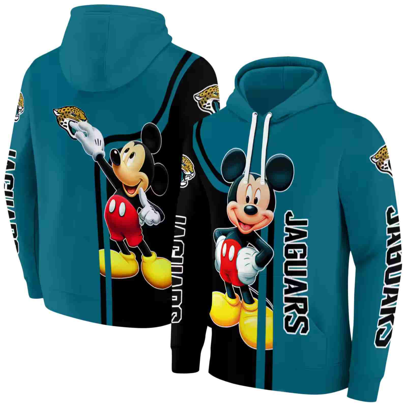 jacksonville jaguars mickey mouse teal black hoodie fashion forward