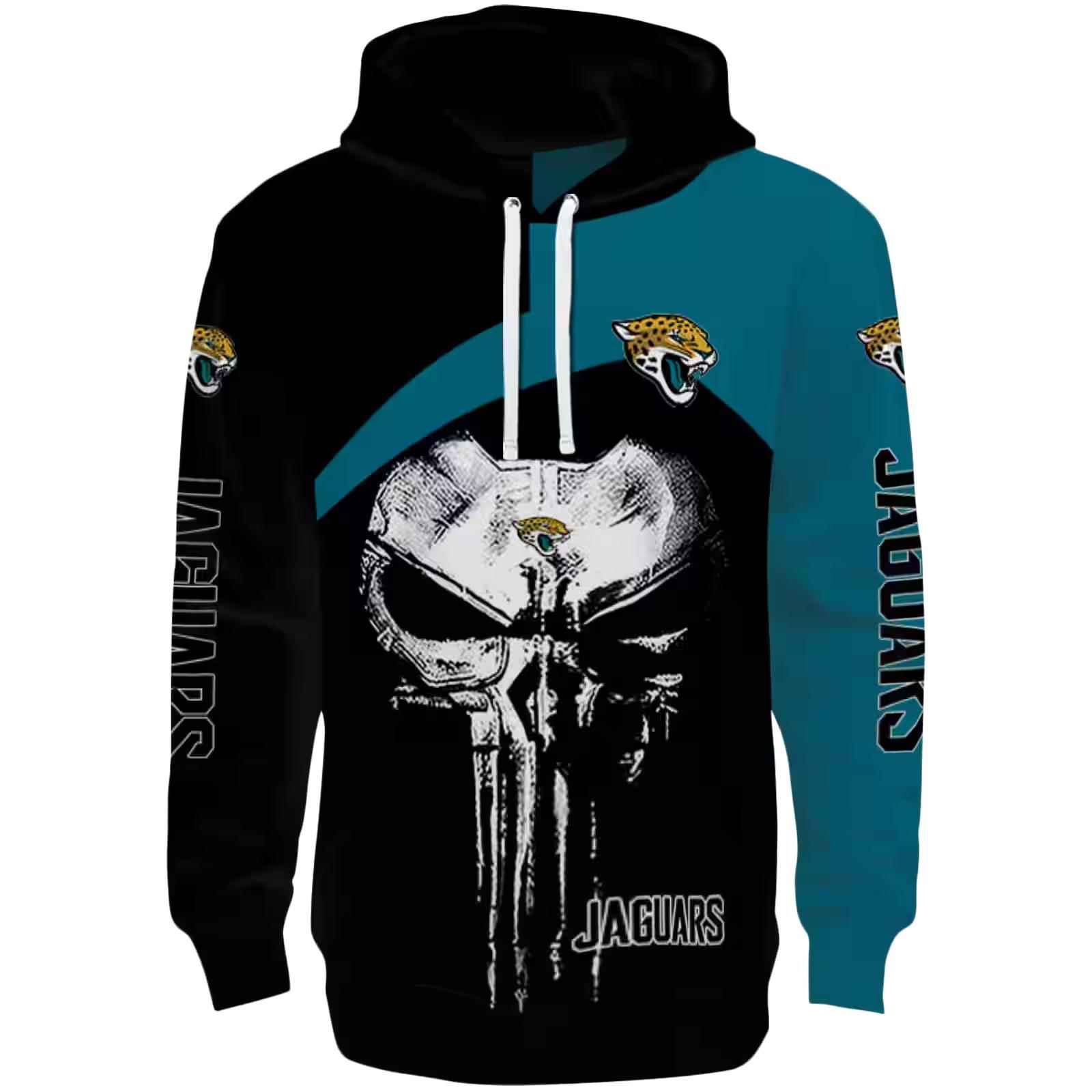 Jacksonville Jaguars Skull Punisher Black Hoodie