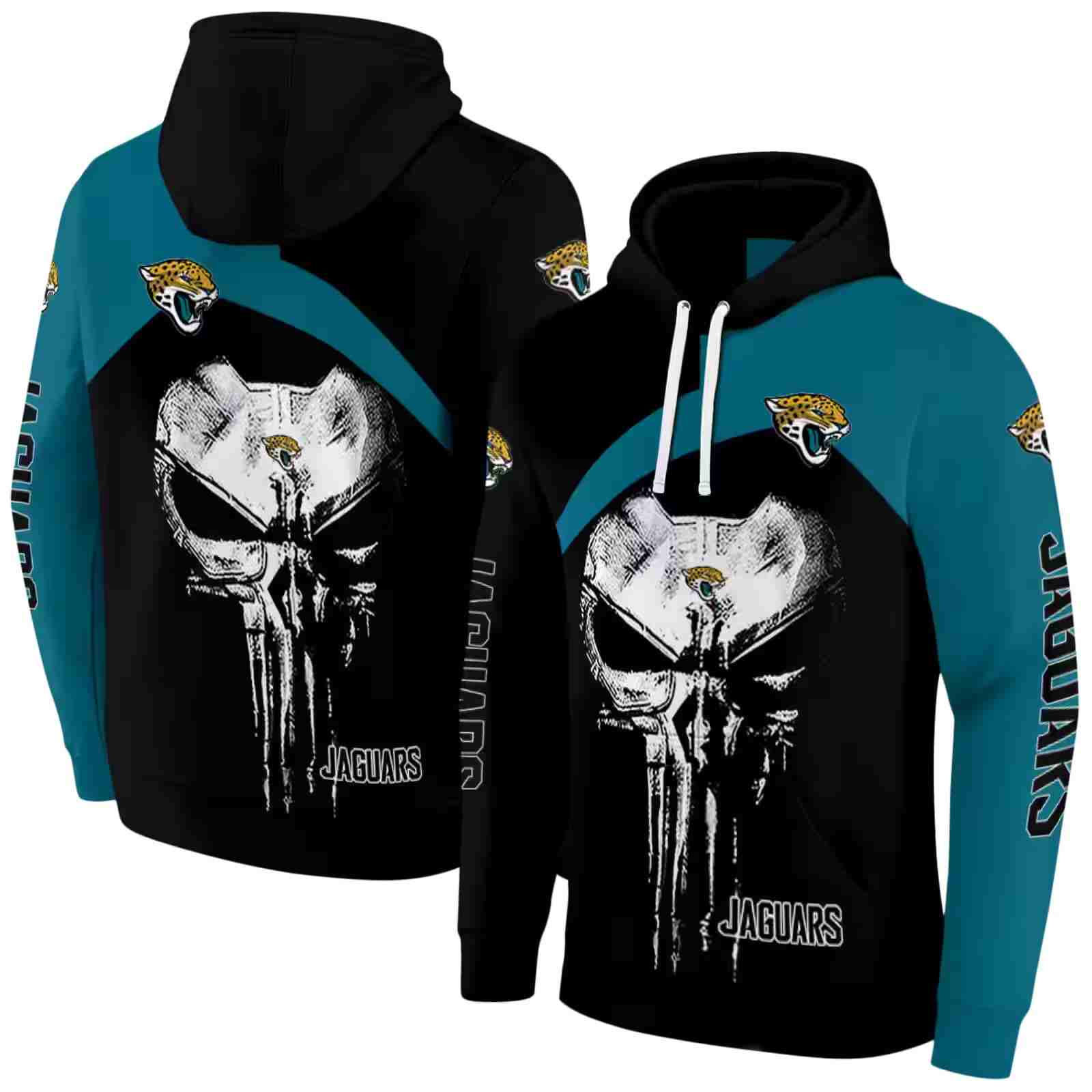 jacksonville jaguars skull punisher black hoodie fashion forward