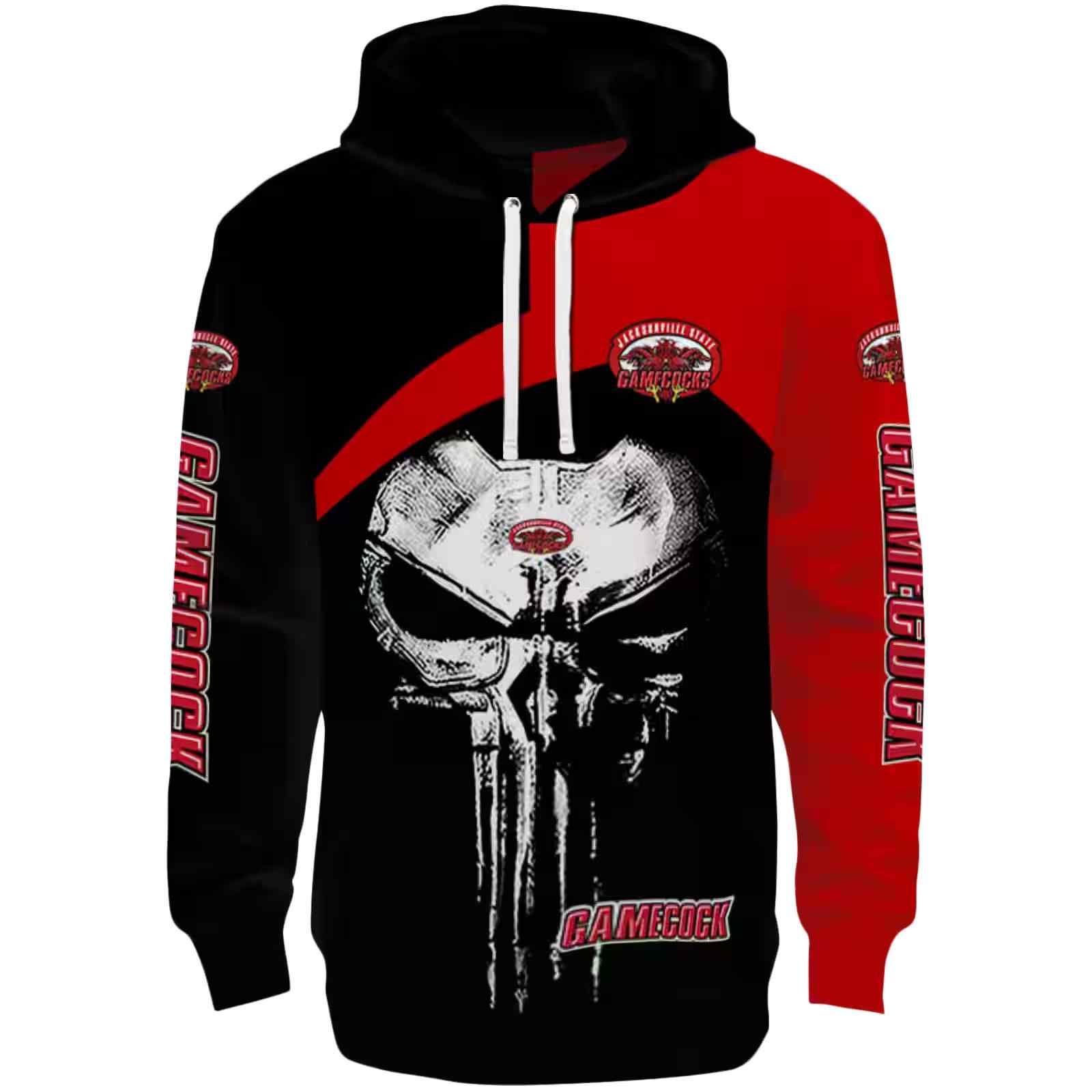 Jacksonville State Gamecocks Skull Punisher Black Hoodie