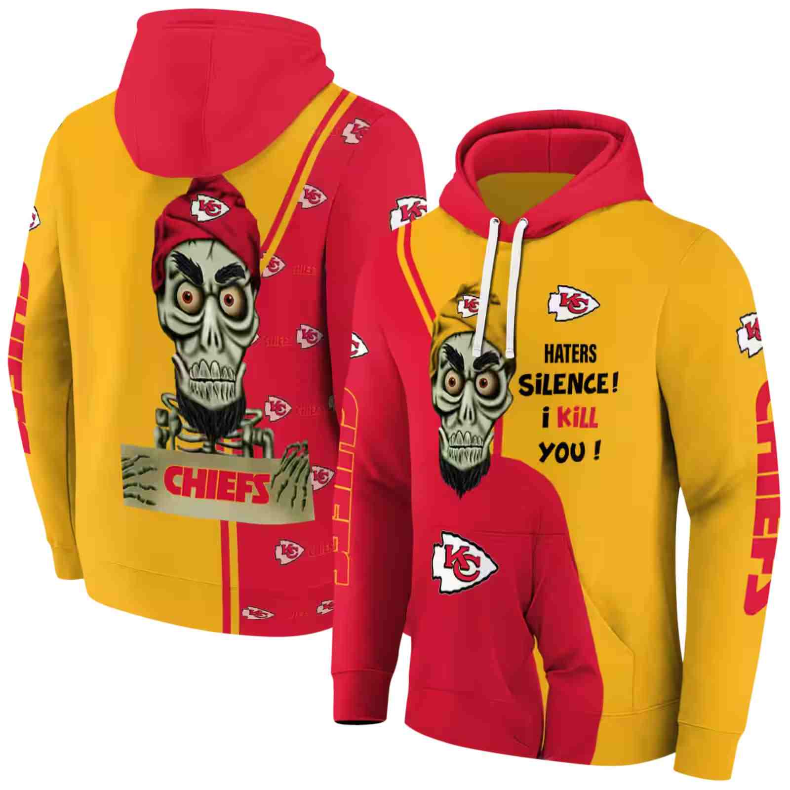 kansas city chiefs achmed skull red hoodie fashion forward