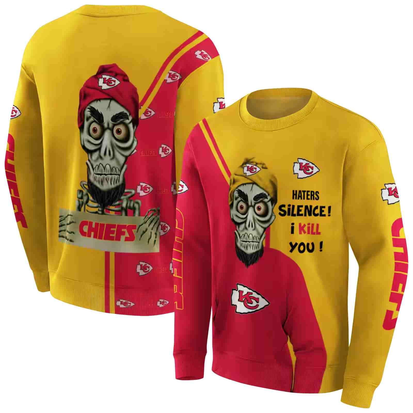 kansas city chiefs achmed skull red hoodie premium grade