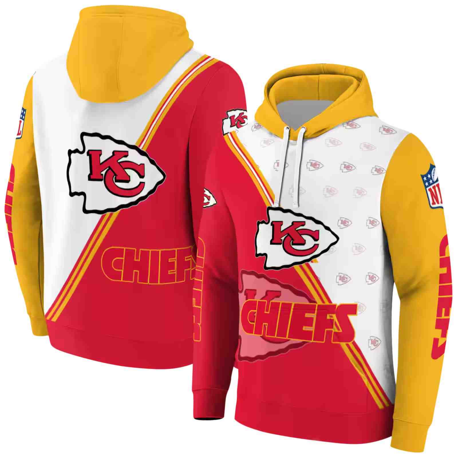 kansas city chiefs diagonal stripe red white hoodie fashion forward