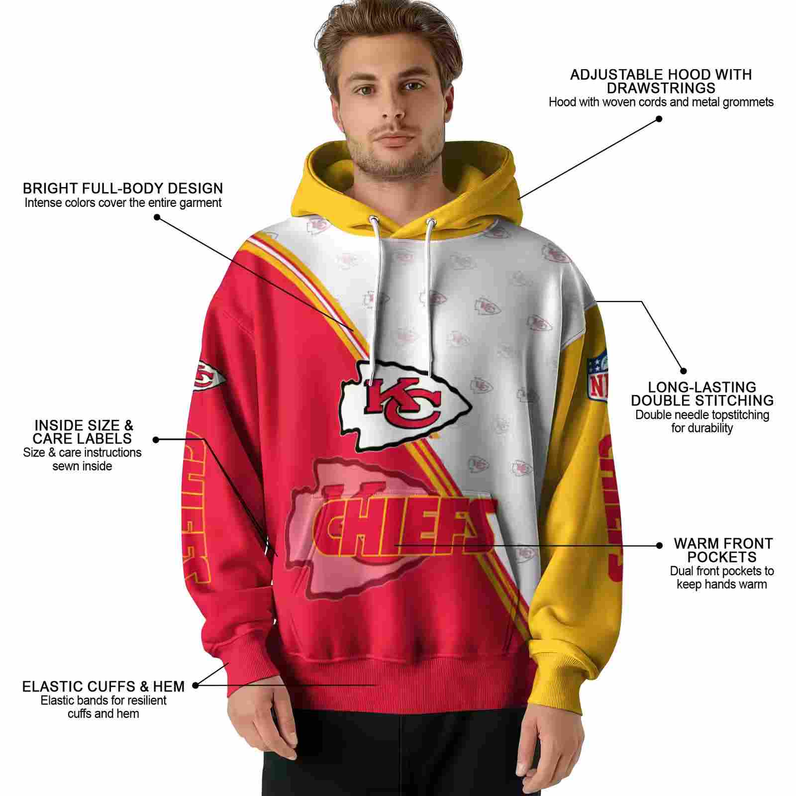 kansas city chiefs diagonal stripe red white hoodie latest model