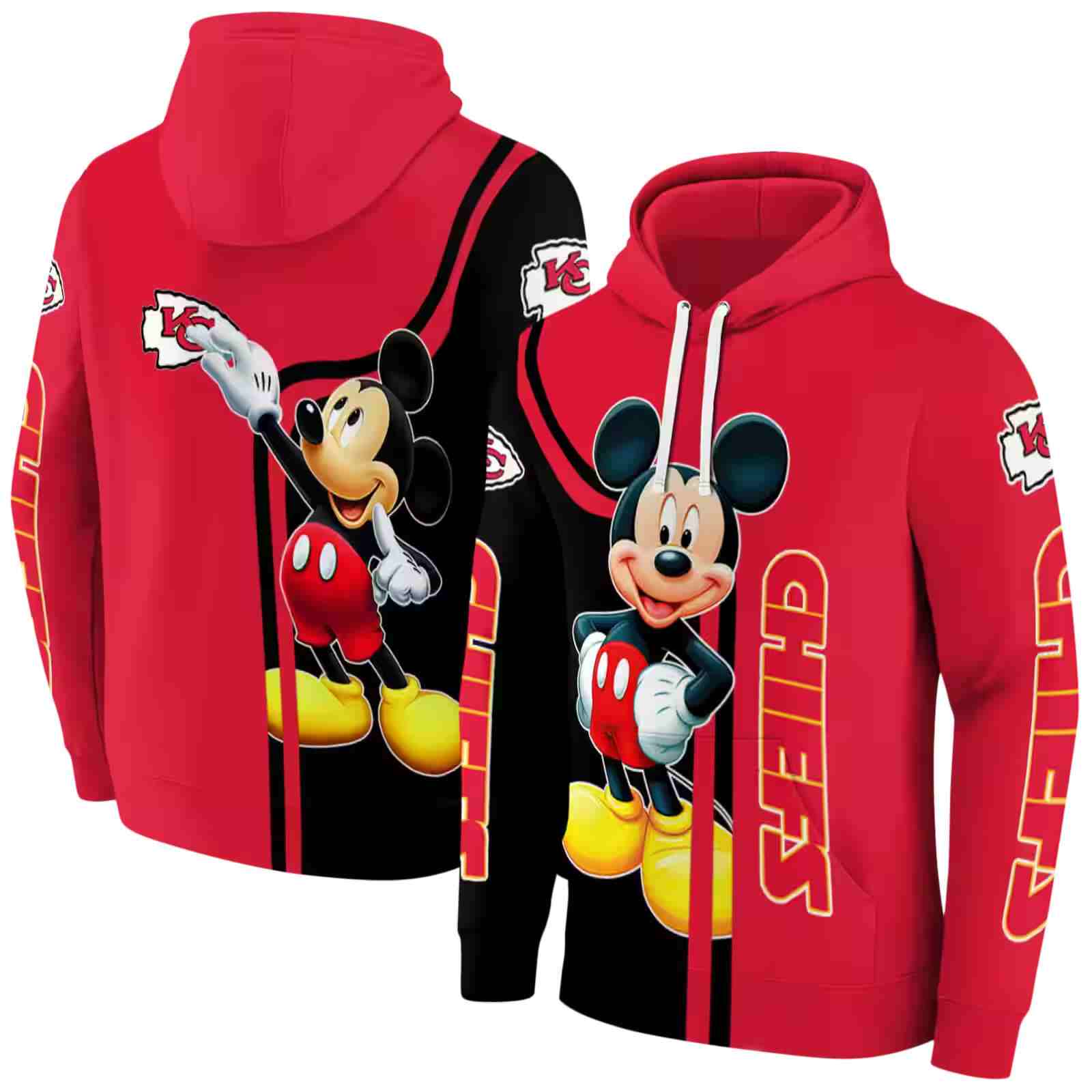 kansas city chiefs mickey mouse red black hoodie fashion forward