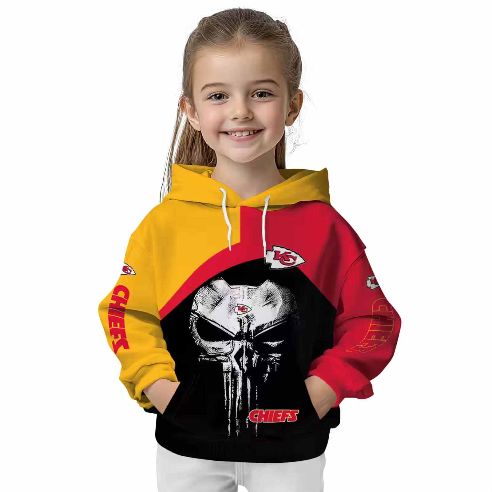 kansas city chiefs skull punisher gold black hoodie top rated