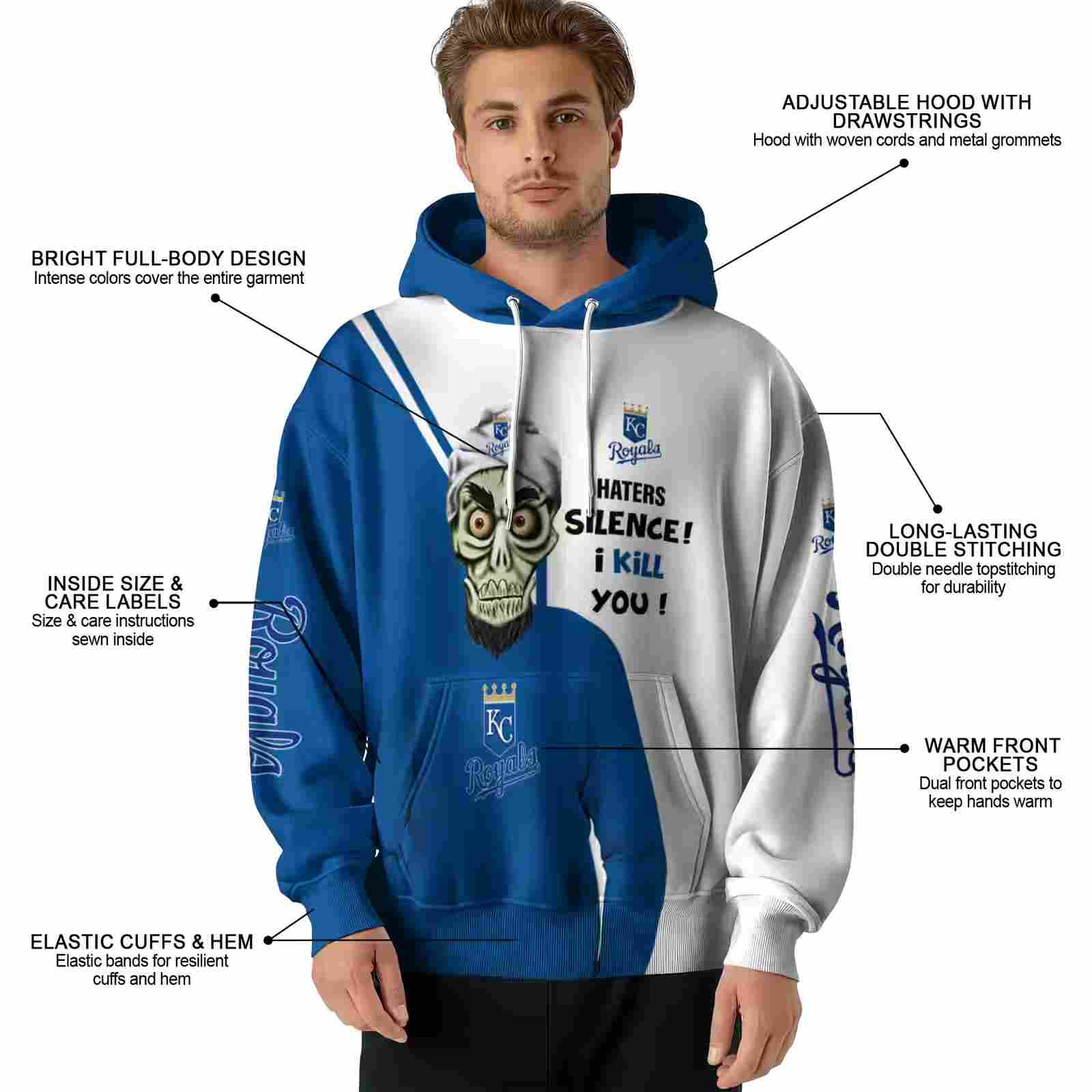 kansas city royals achmed skull royal blue hoodie latest model