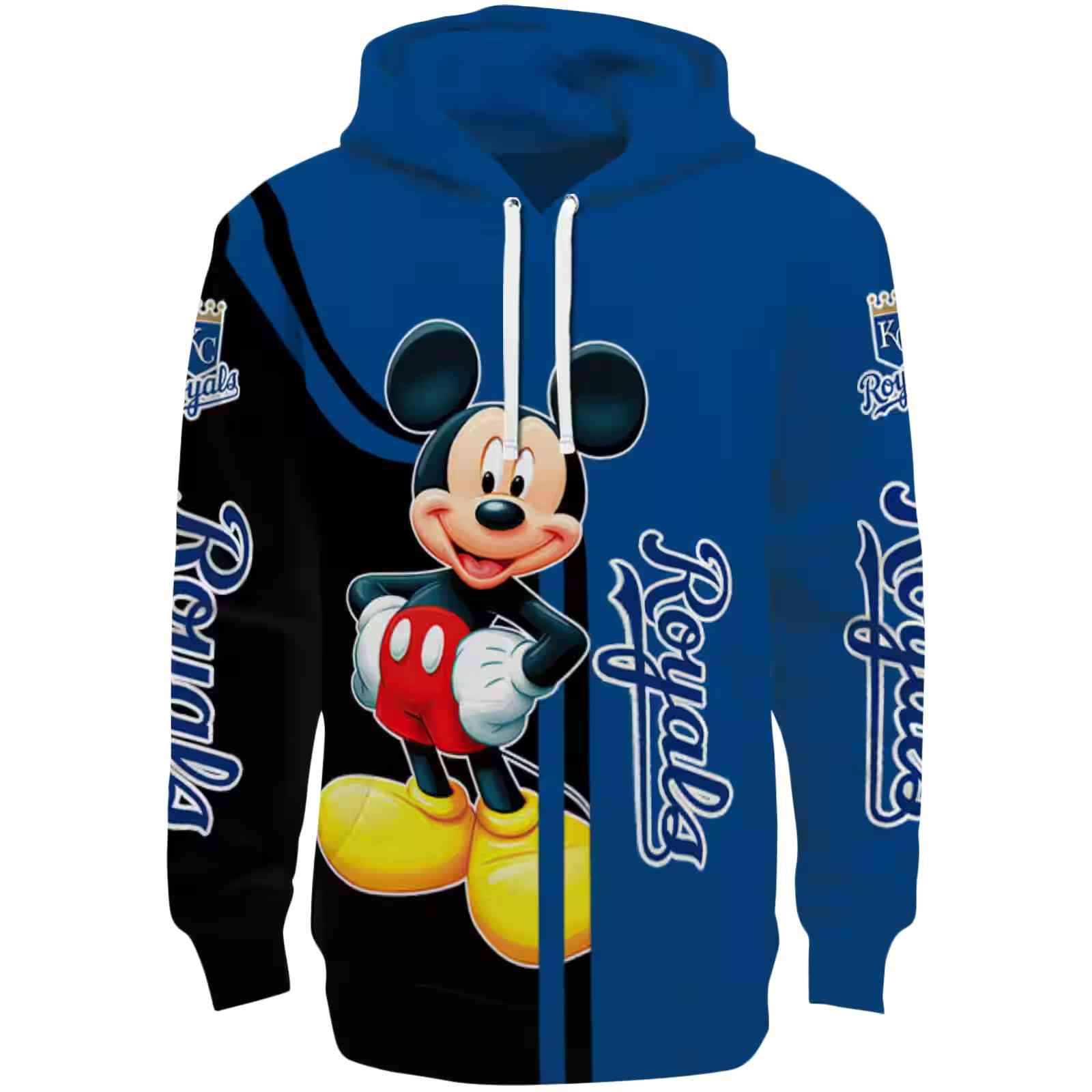 Kansas City Royals Mickey Mouse Royal Blue Black Hoodie