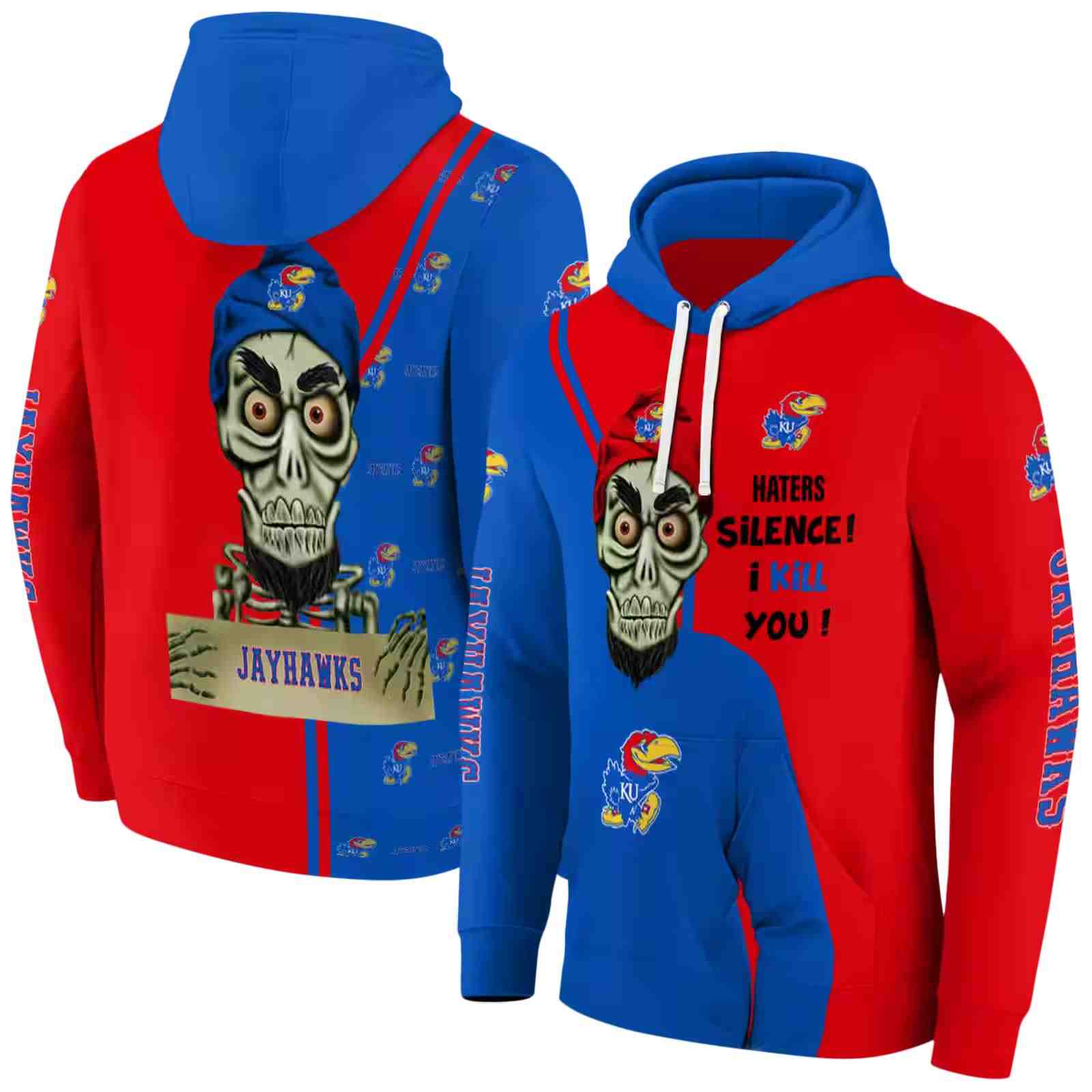 kansas jayhawks achmed skull blue hoodie fashion forward