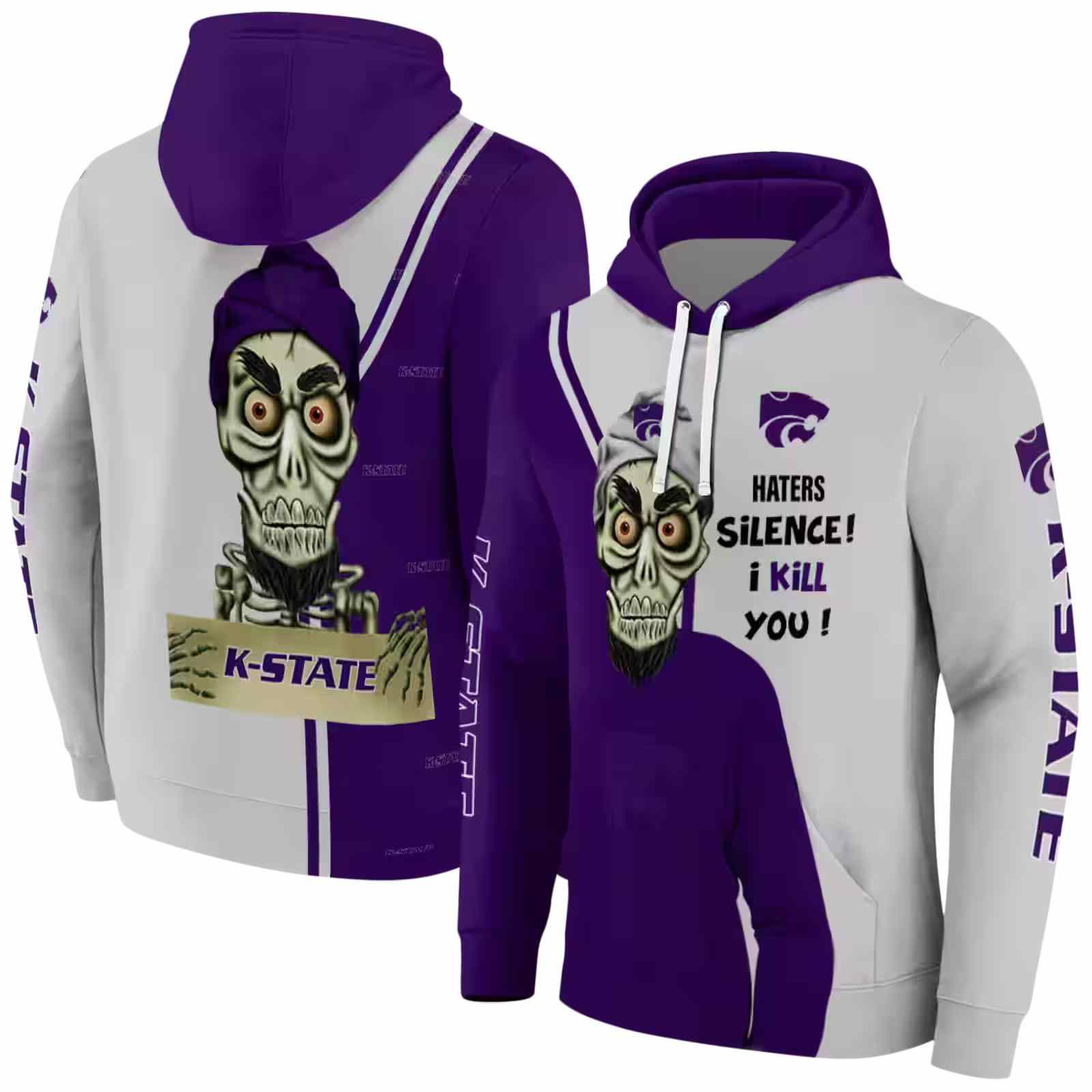 kansas state wildcats achmed skull purple hoodie fashion forward