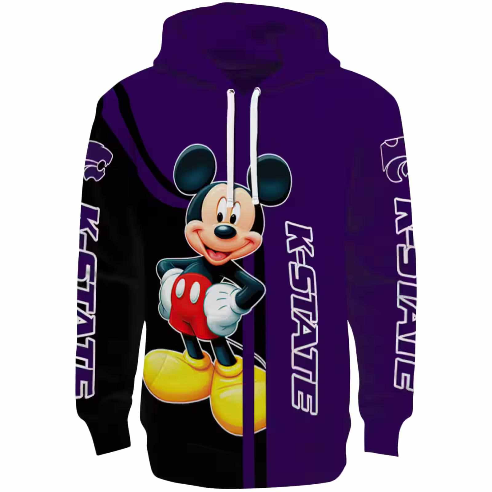 Kansas State Wildcats Mickey Mouse Purple Black Hoodie