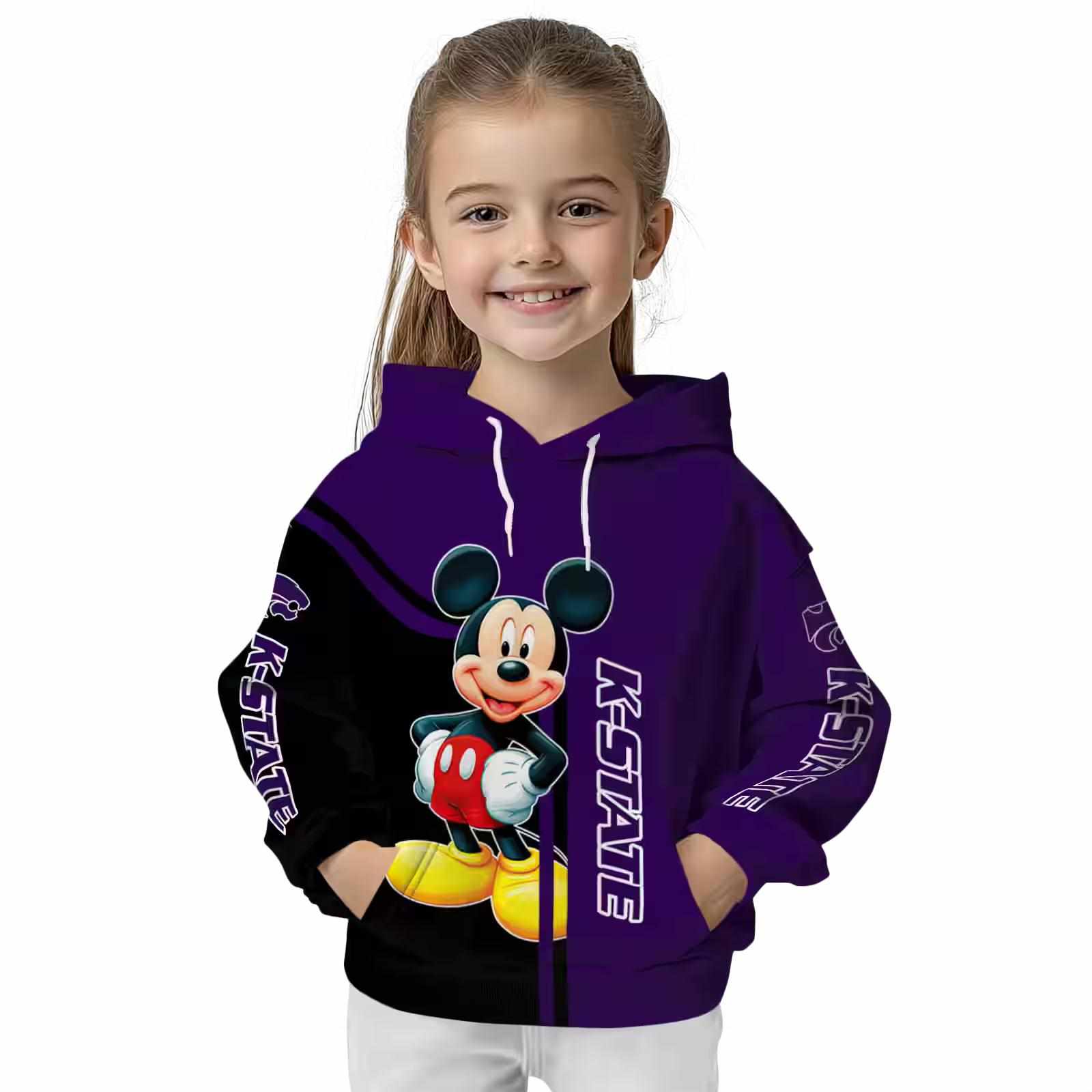 kansas state wildcats mickey mouse purple black hoodie top rated