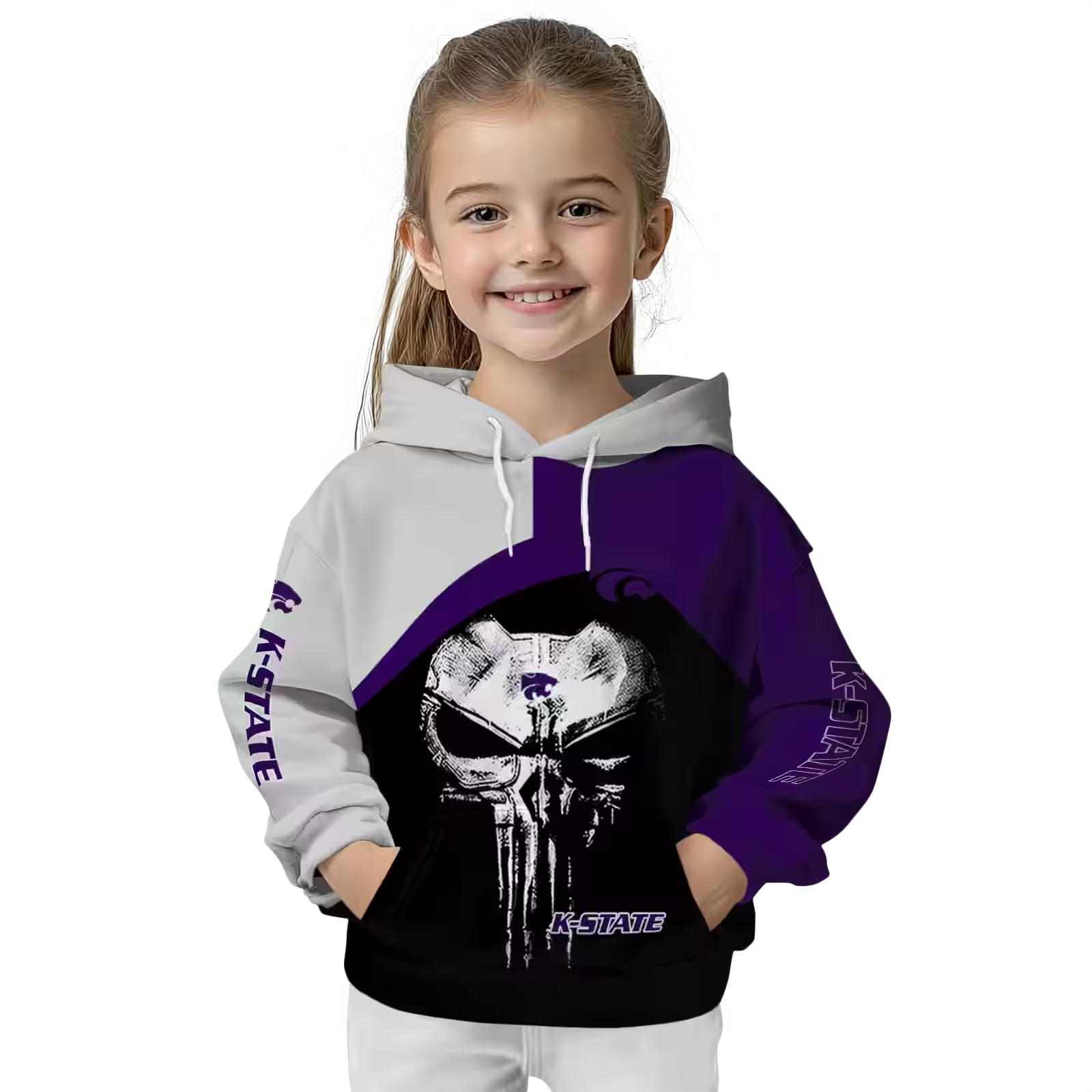 kansas state wildcats skull punisher grey black hoodie top rated