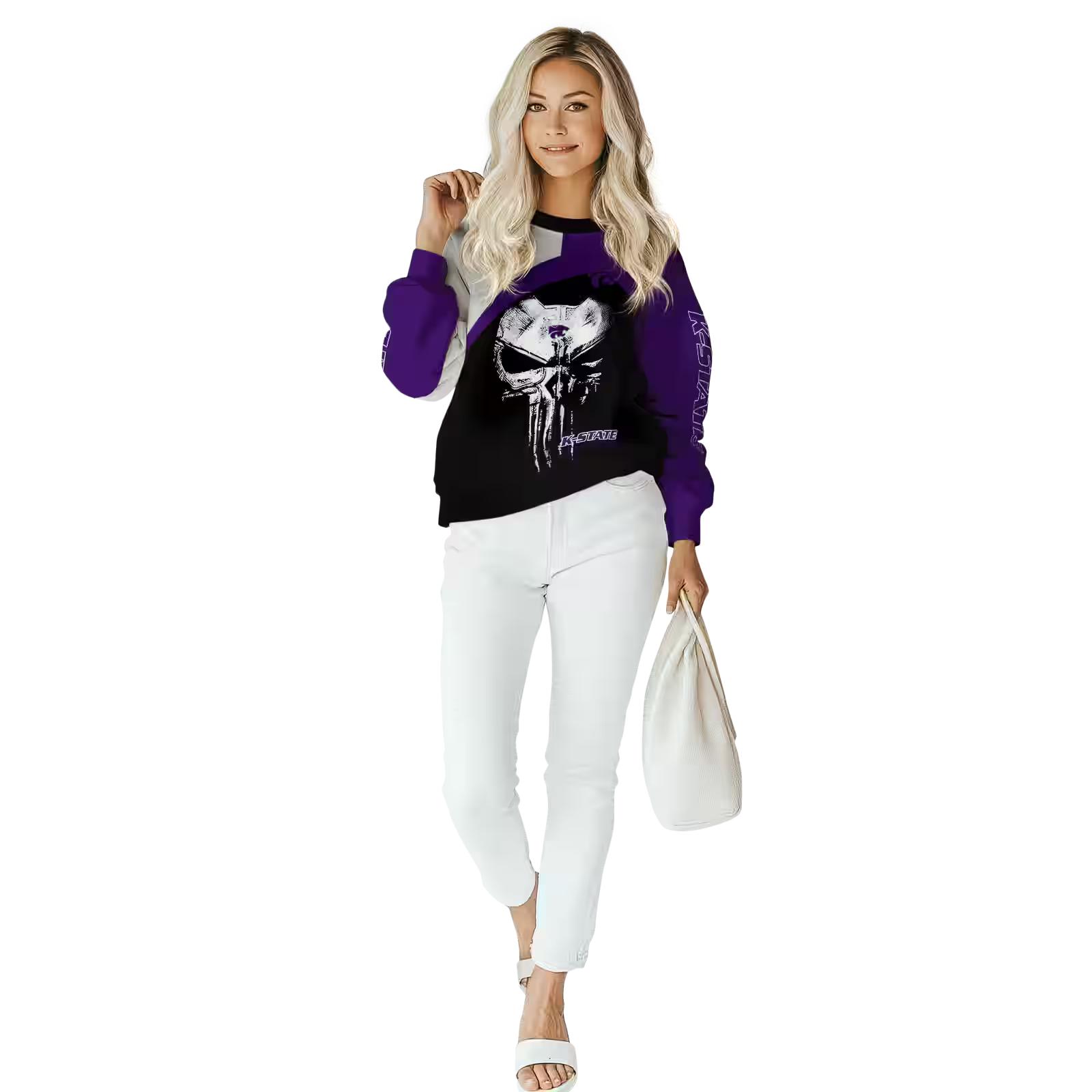 kansas state wildcats skull punisher grey black hoodie trendy