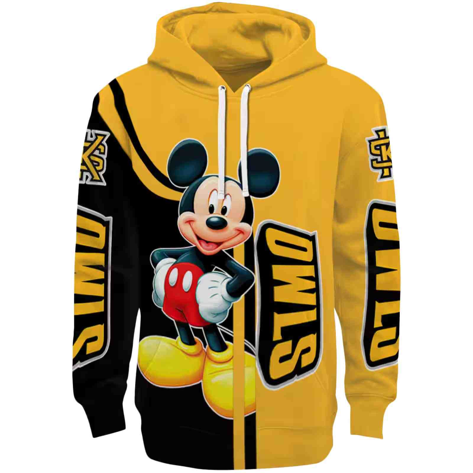 Kennesaw State Owls Mickey Mouse Gold Black Hoodie