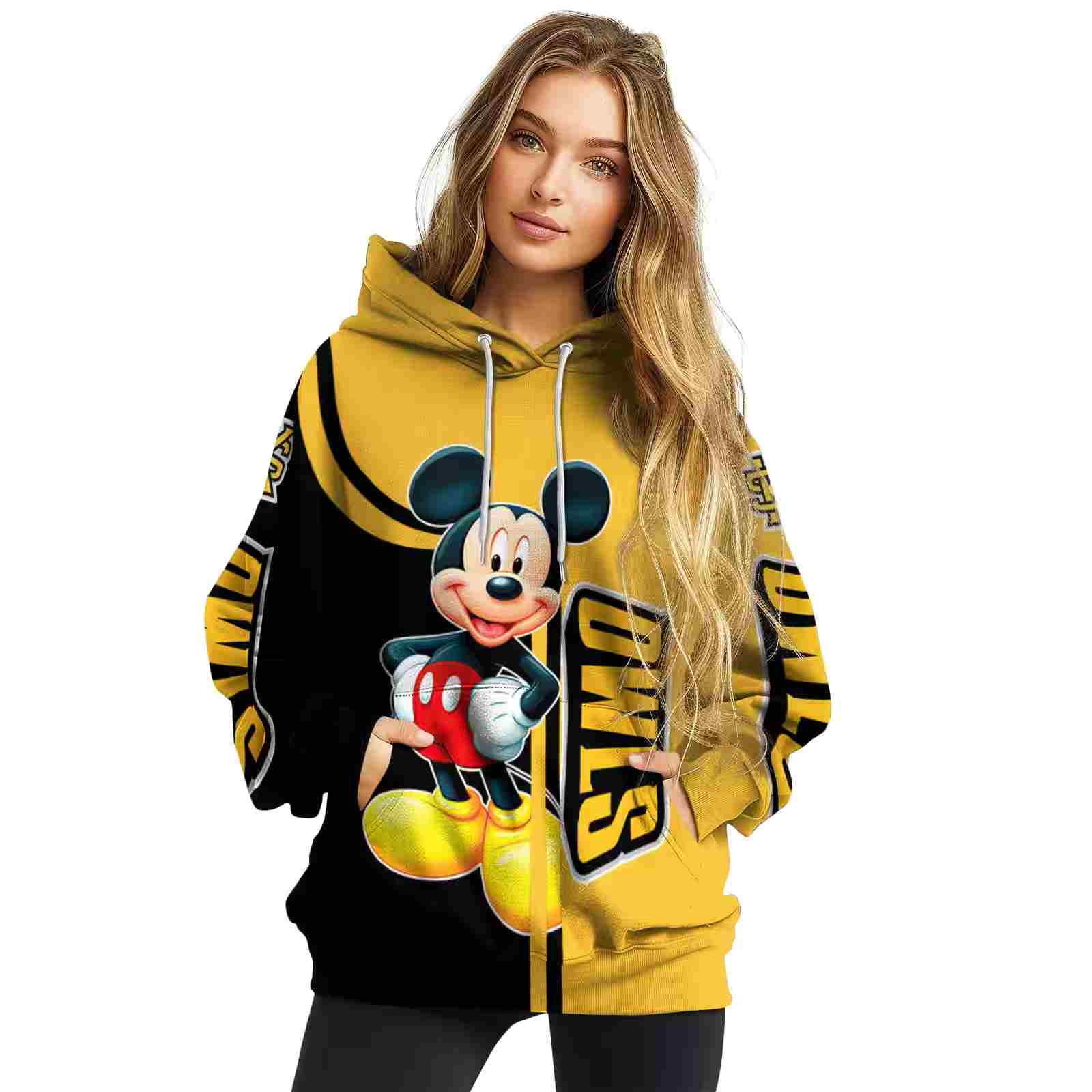 kennesaw state owls mickey mouse gold black hoodie high quality