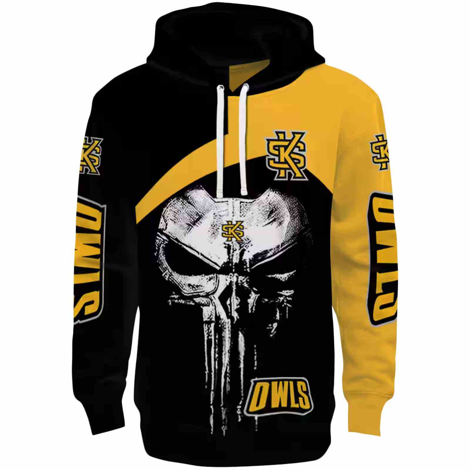 Kennesaw State Owls Skull Punisher Black Hoodie