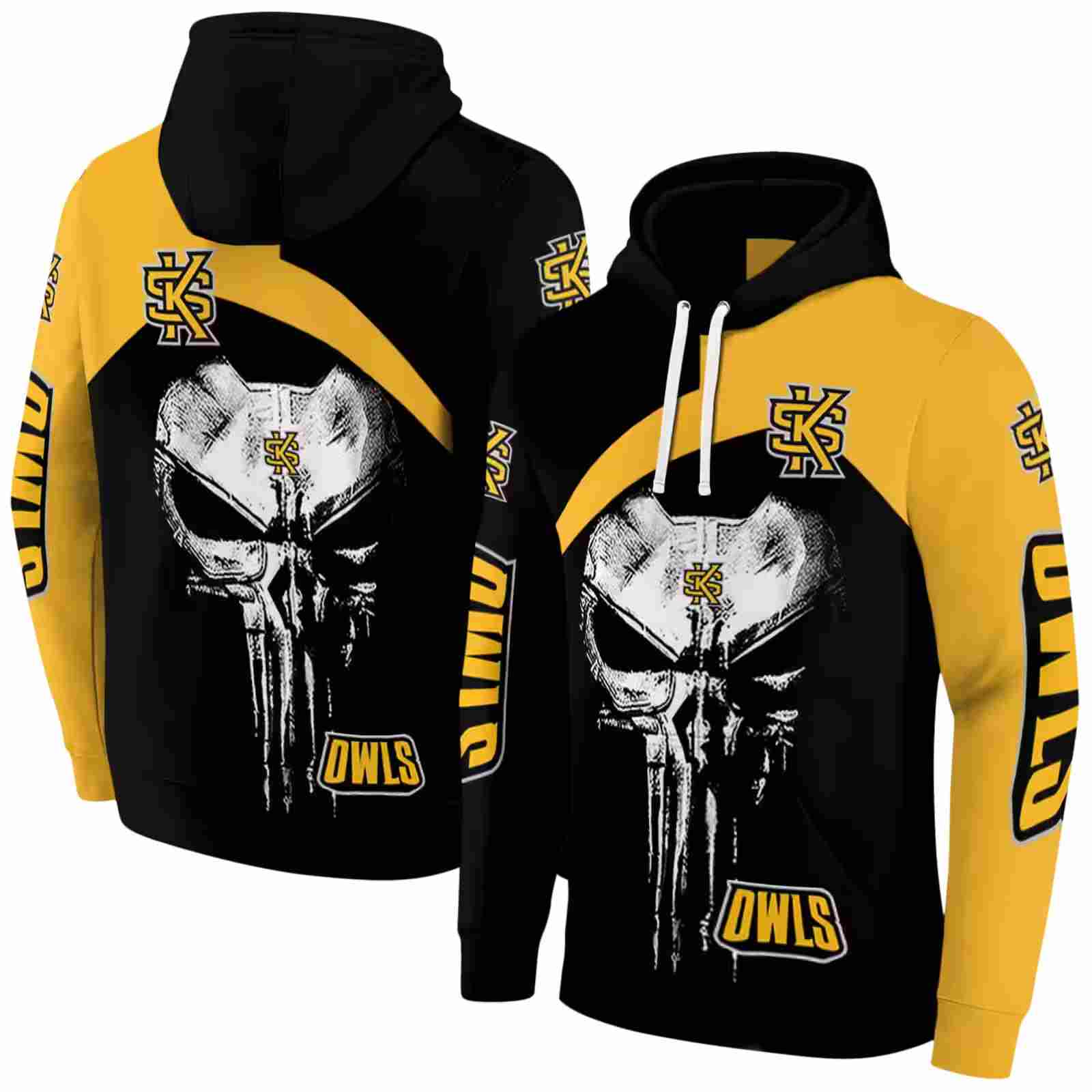 kennesaw state owls skull punisher black hoodie fashion forward