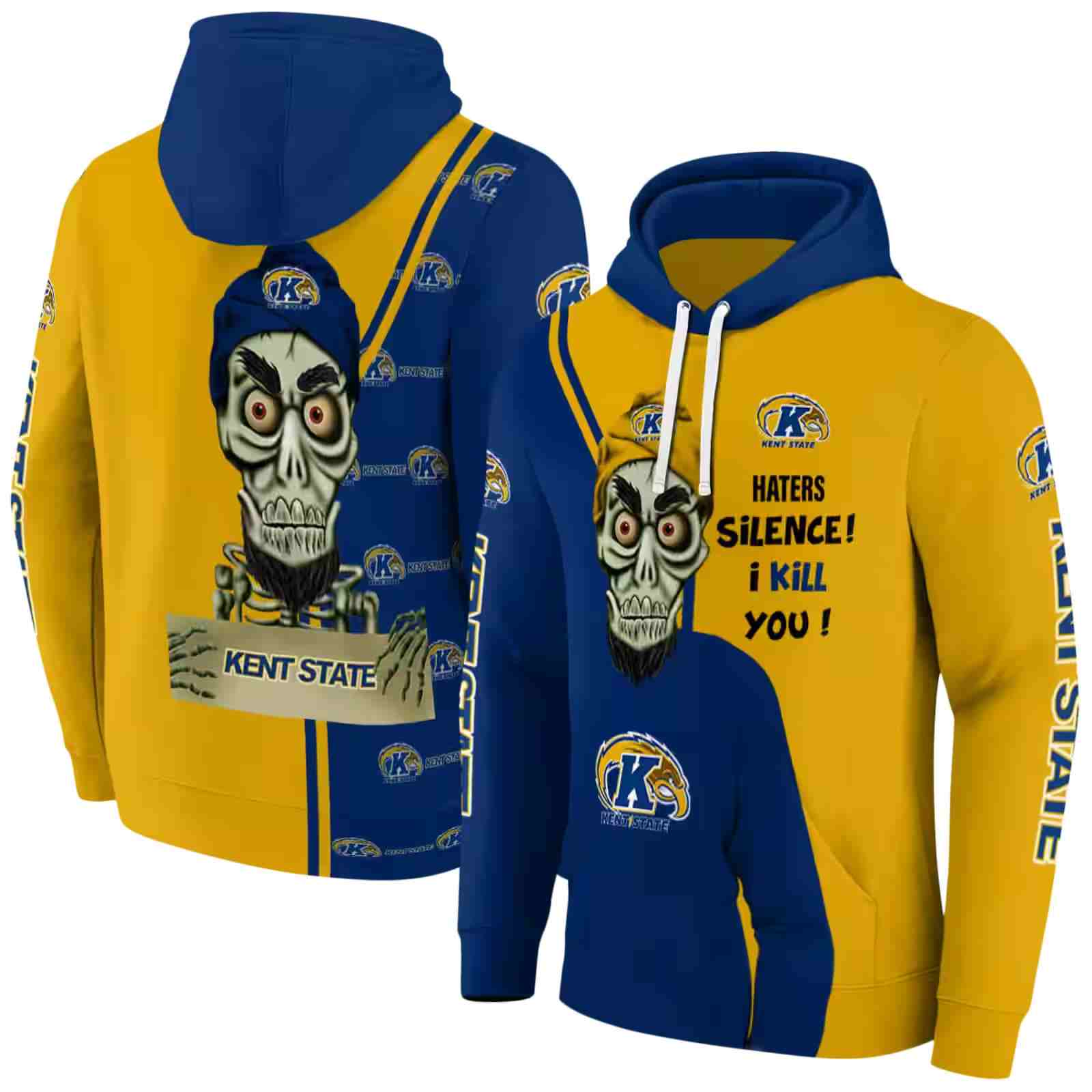 kent state golden flashes achmed skull navy blue hoodie fashion forward