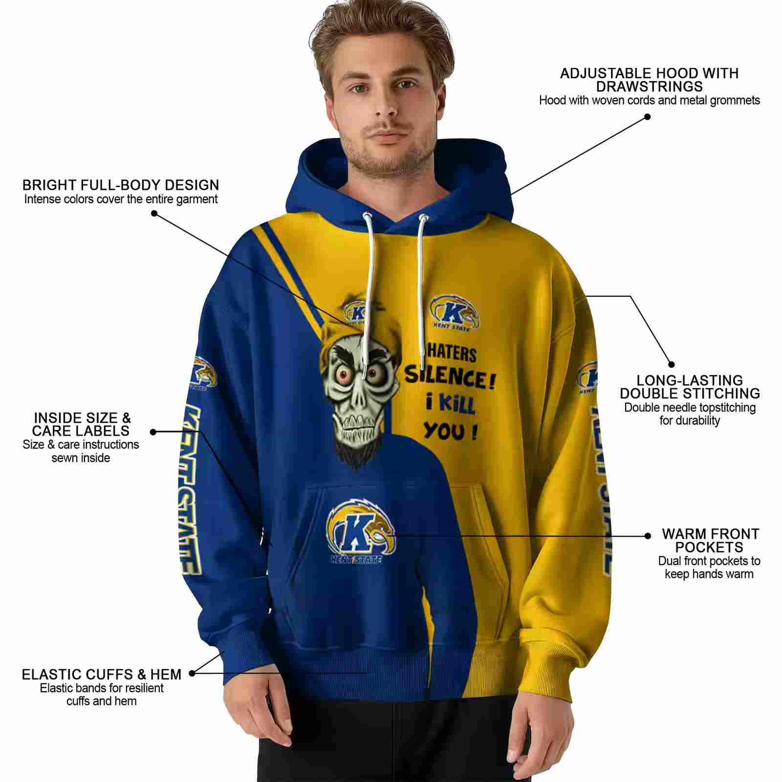 kent state golden flashes achmed skull navy blue hoodie latest model