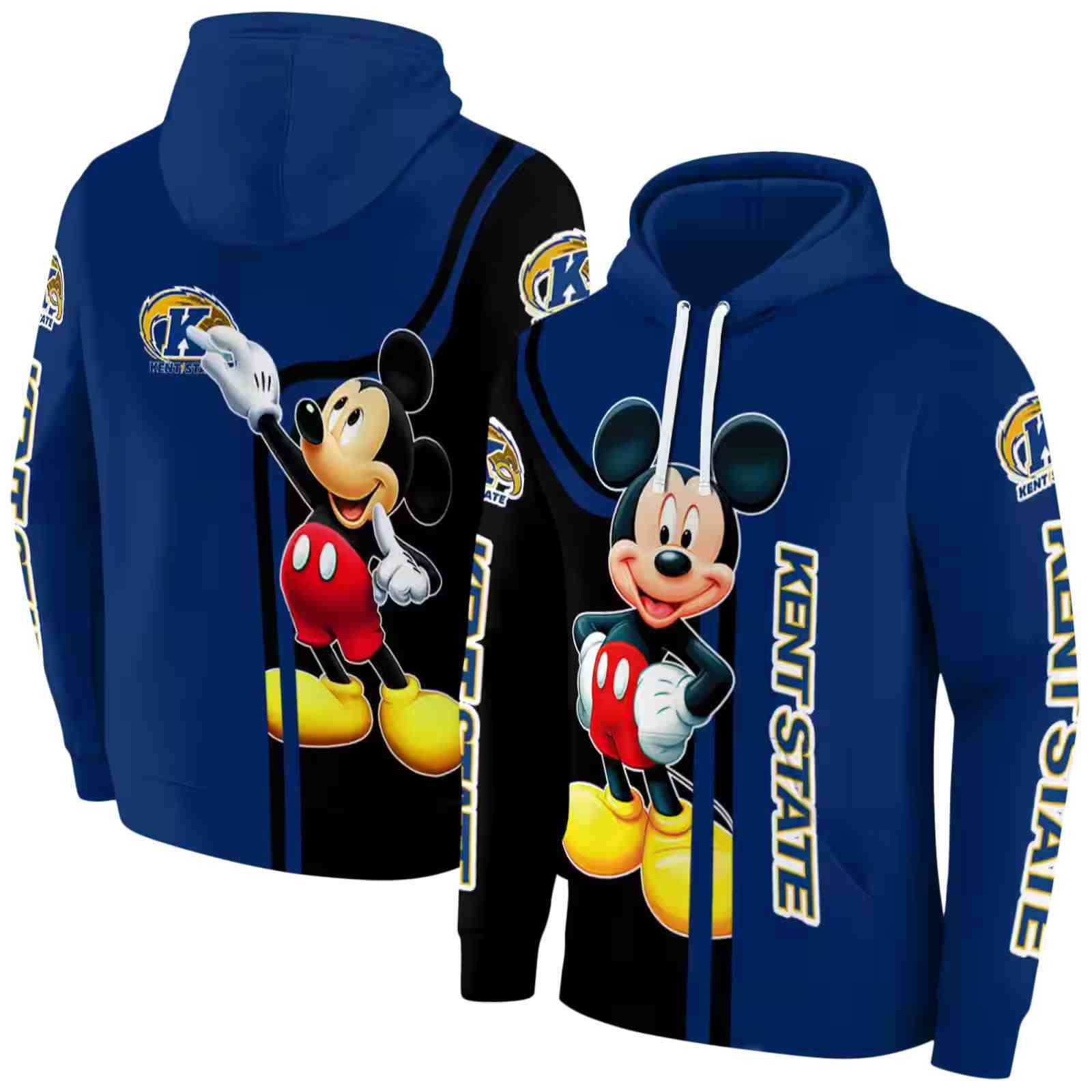 kent state golden flashes mickey mouse navy blue black hoodie fashion forward