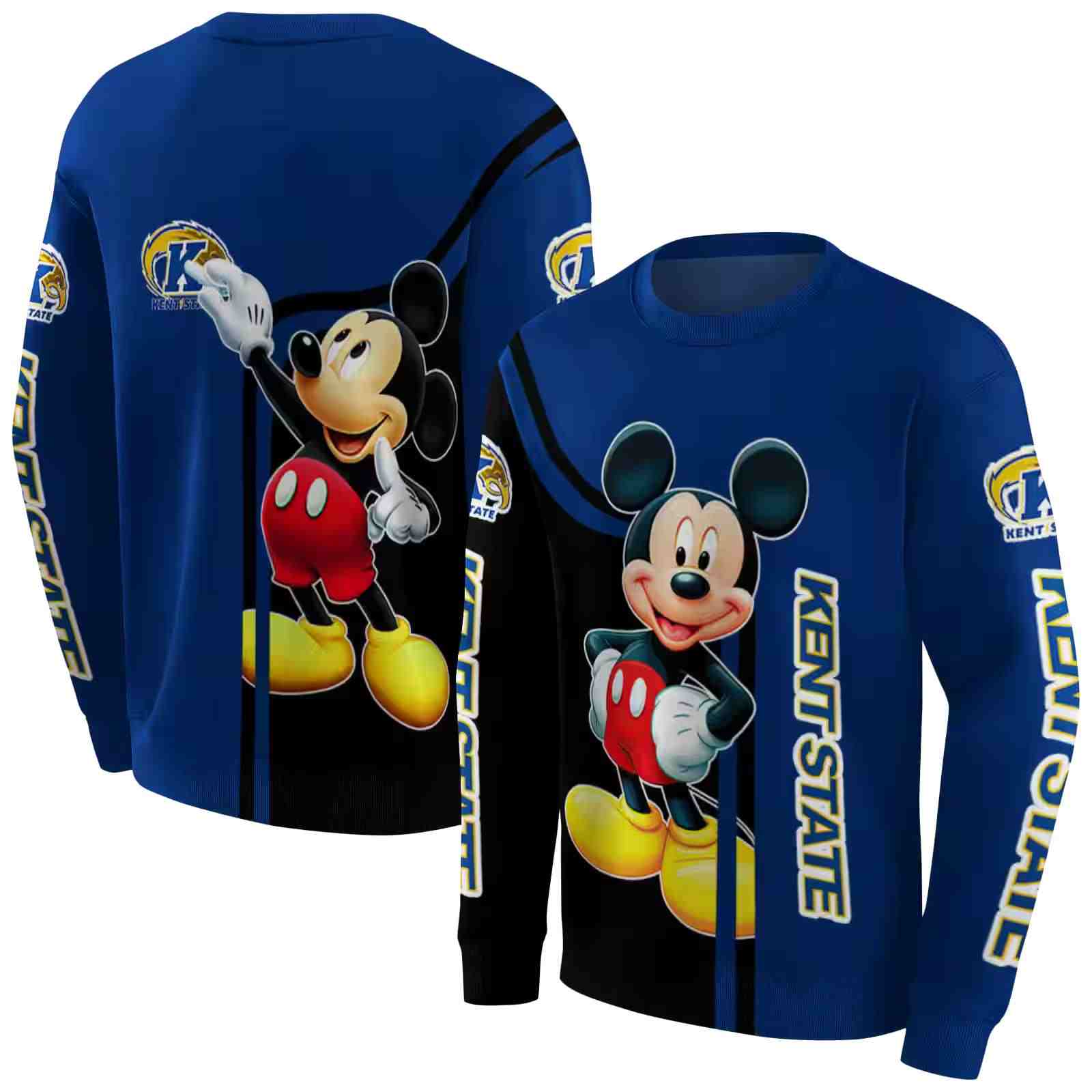 kent state golden flashes mickey mouse navy blue black hoodie premium grade