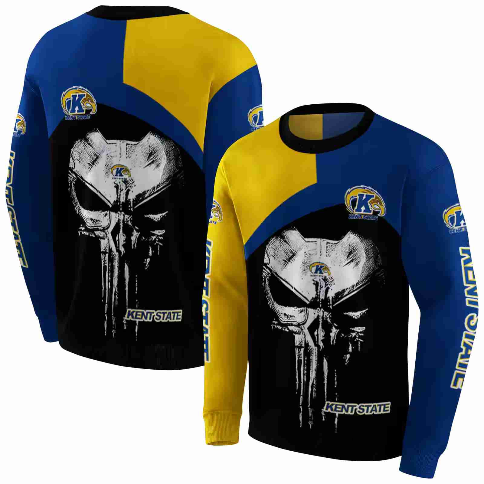 kent state golden flashes skull punisher gold black hoodie premium grade