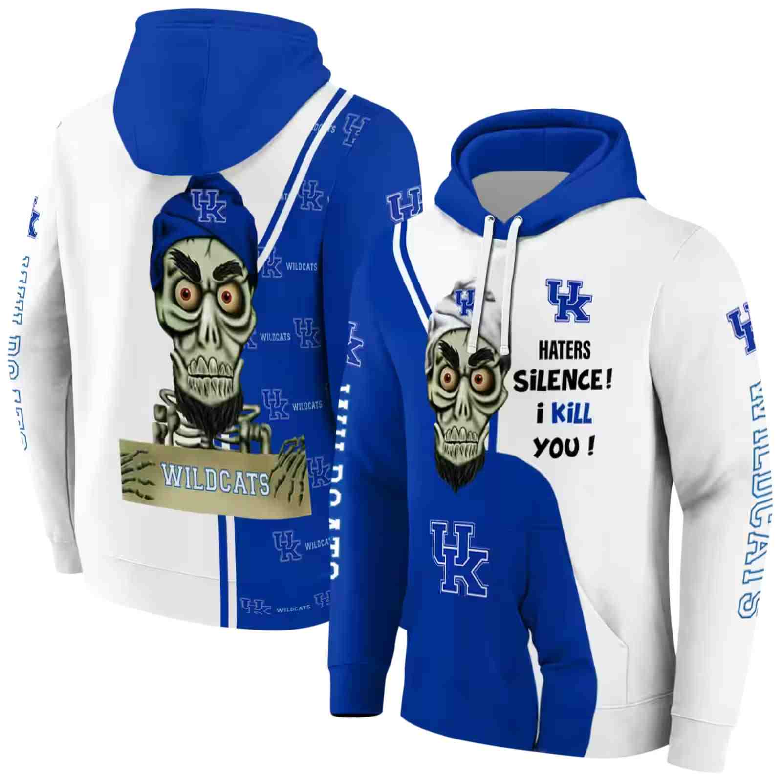 kentucky wildcats achmed skull blue hoodie fashion forward