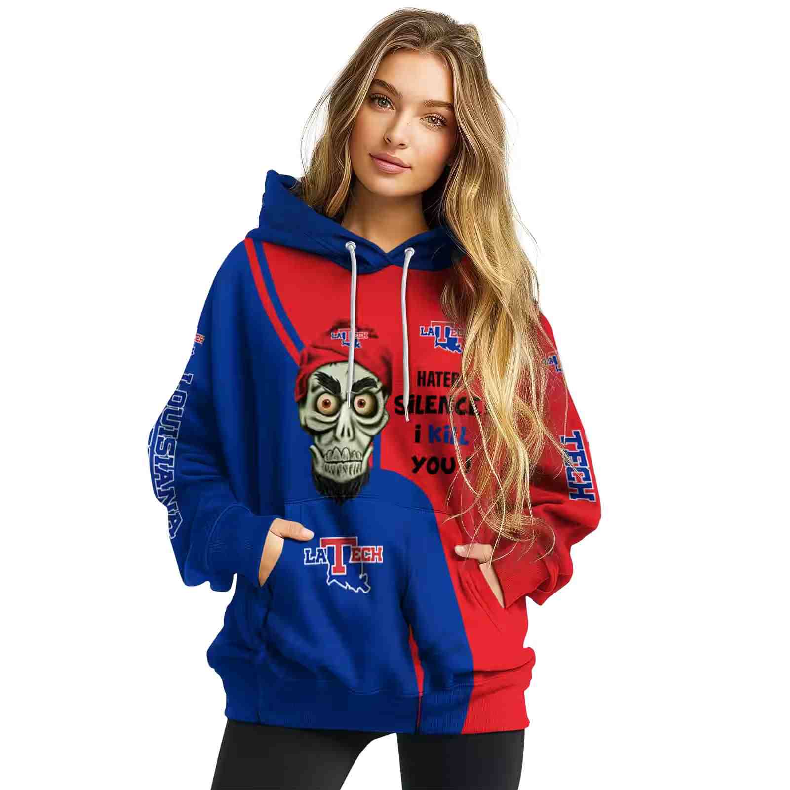 la tech achmed skull blue hoodie high quality
