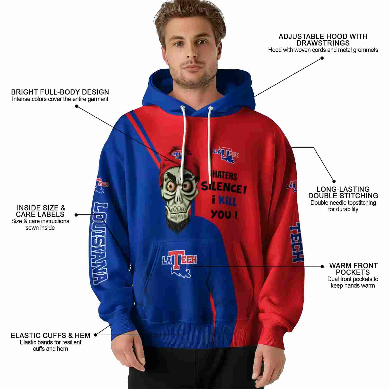 la tech achmed skull blue hoodie latest model